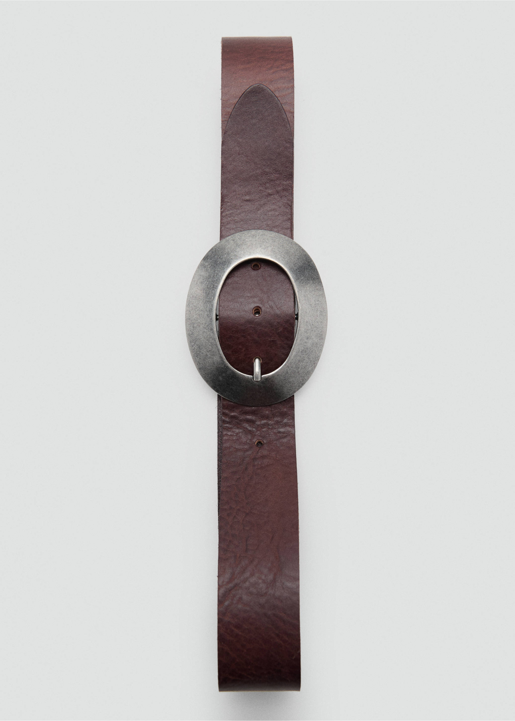 Rounded buckle leather belt - Details of the article 2, Chocolate. Ref: 17011138-00.