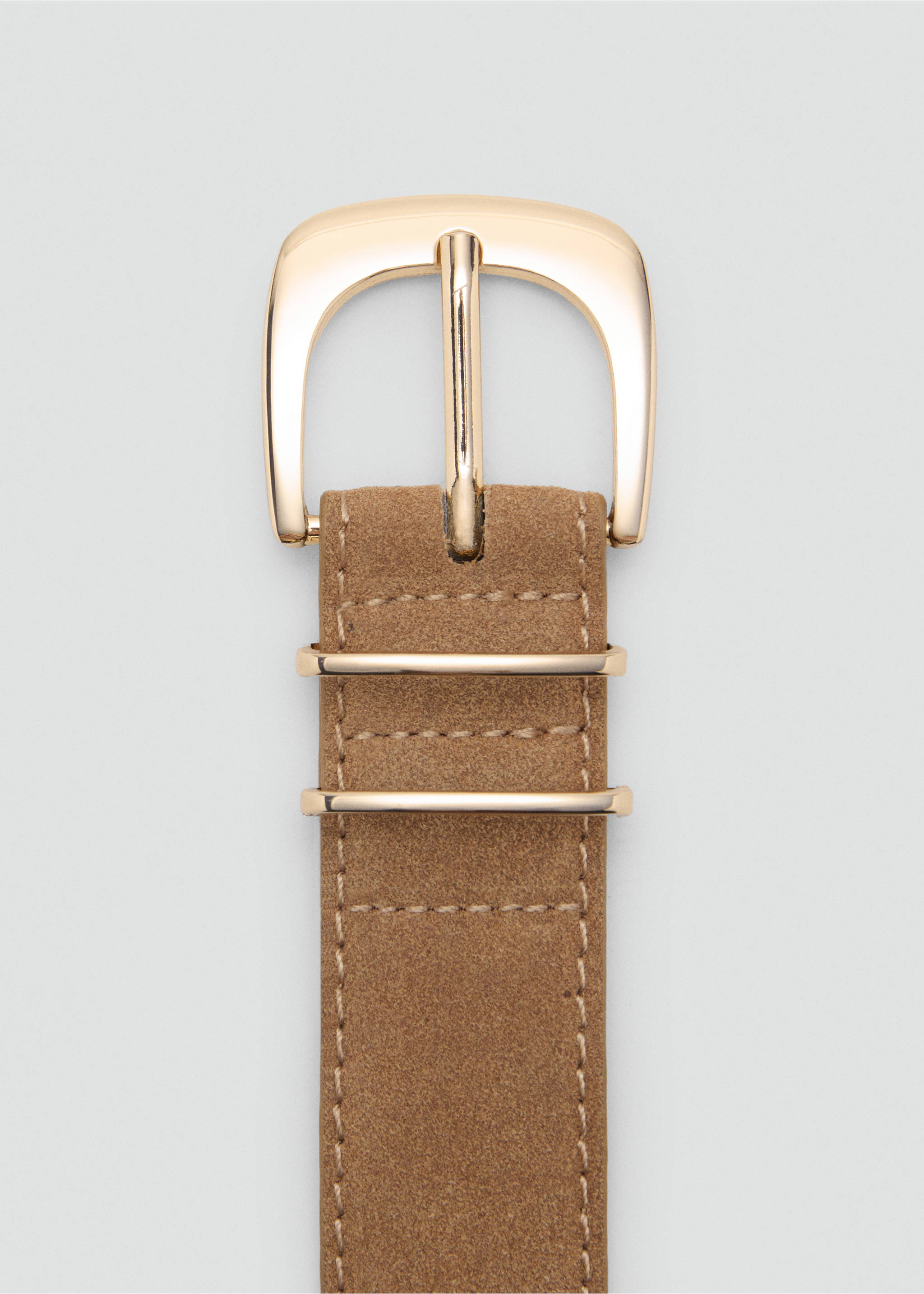 Ceinture en croûte de cuir - Plan moyen, Sable. Ref: 17011141-00.
