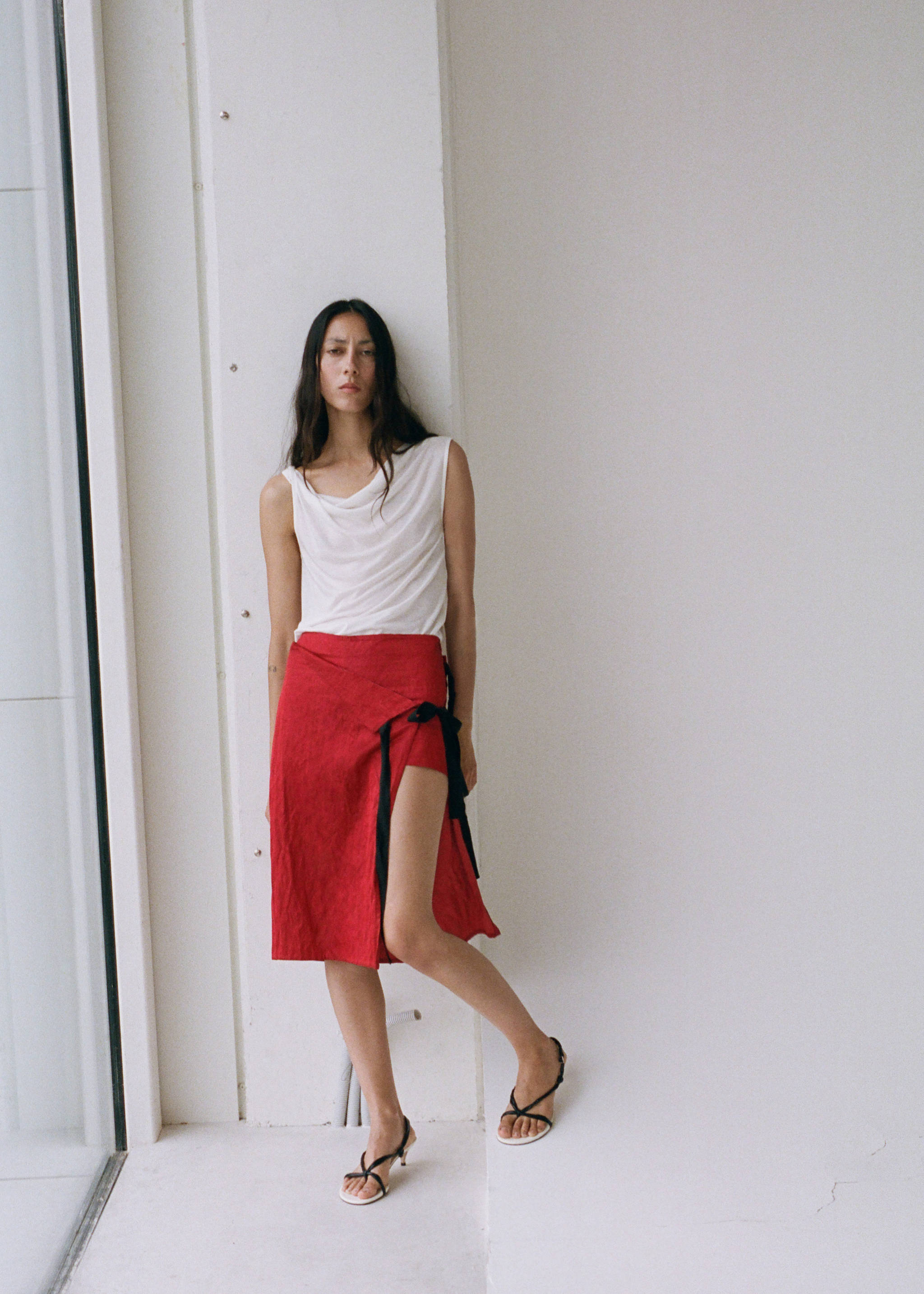 Ruched strips sandals - General plane, White. Ref: 17011145-00.
