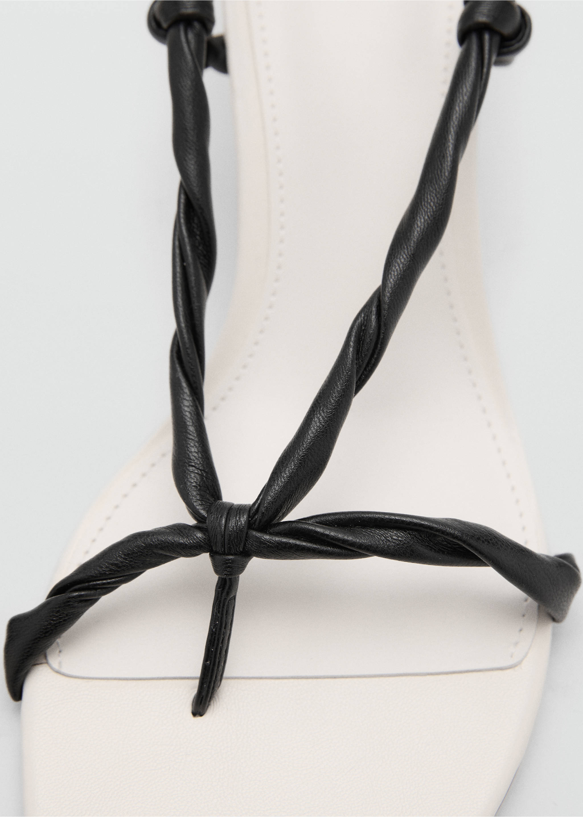 Ruched strips sandals - Details of the article 3, White. Ref: 17011145-00.