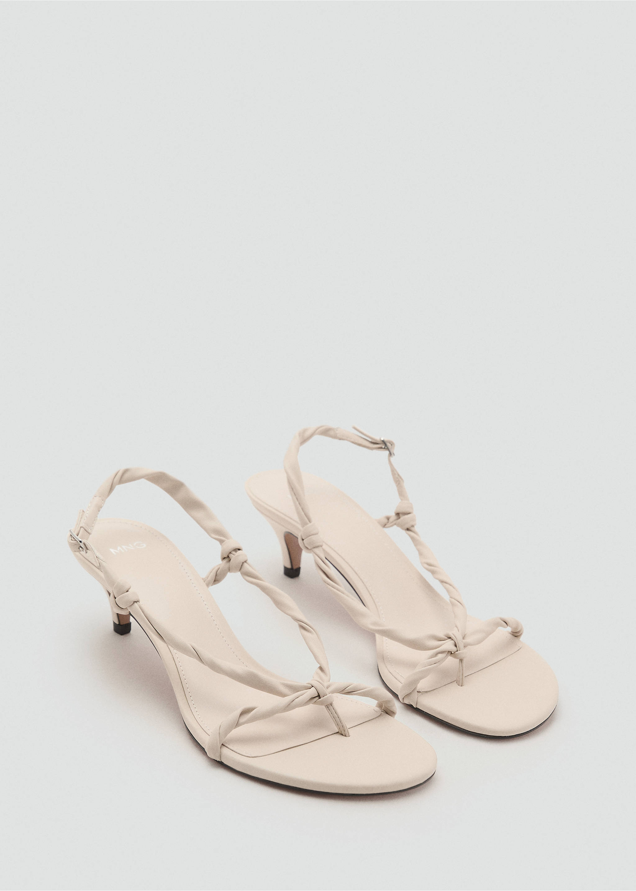 Ruched strips sandals - Medium plane, Ecru. Ref: 17011145-00.