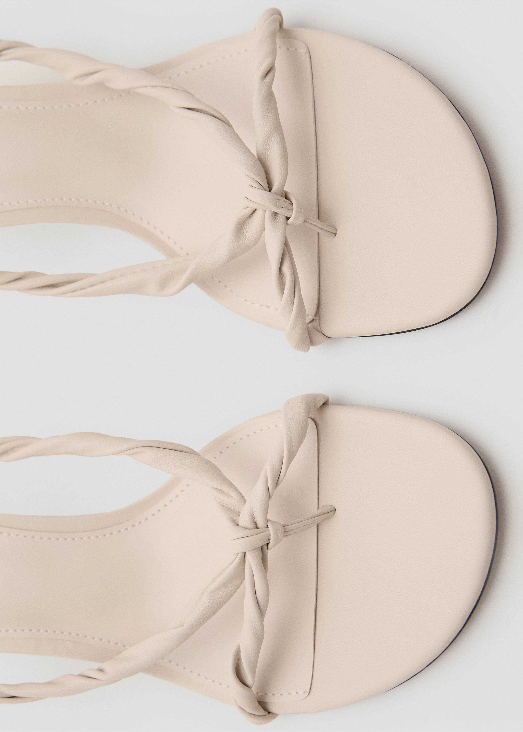 Ruched strips sandals - Details of the article 1, Ecru. Ref: 17011145-00.