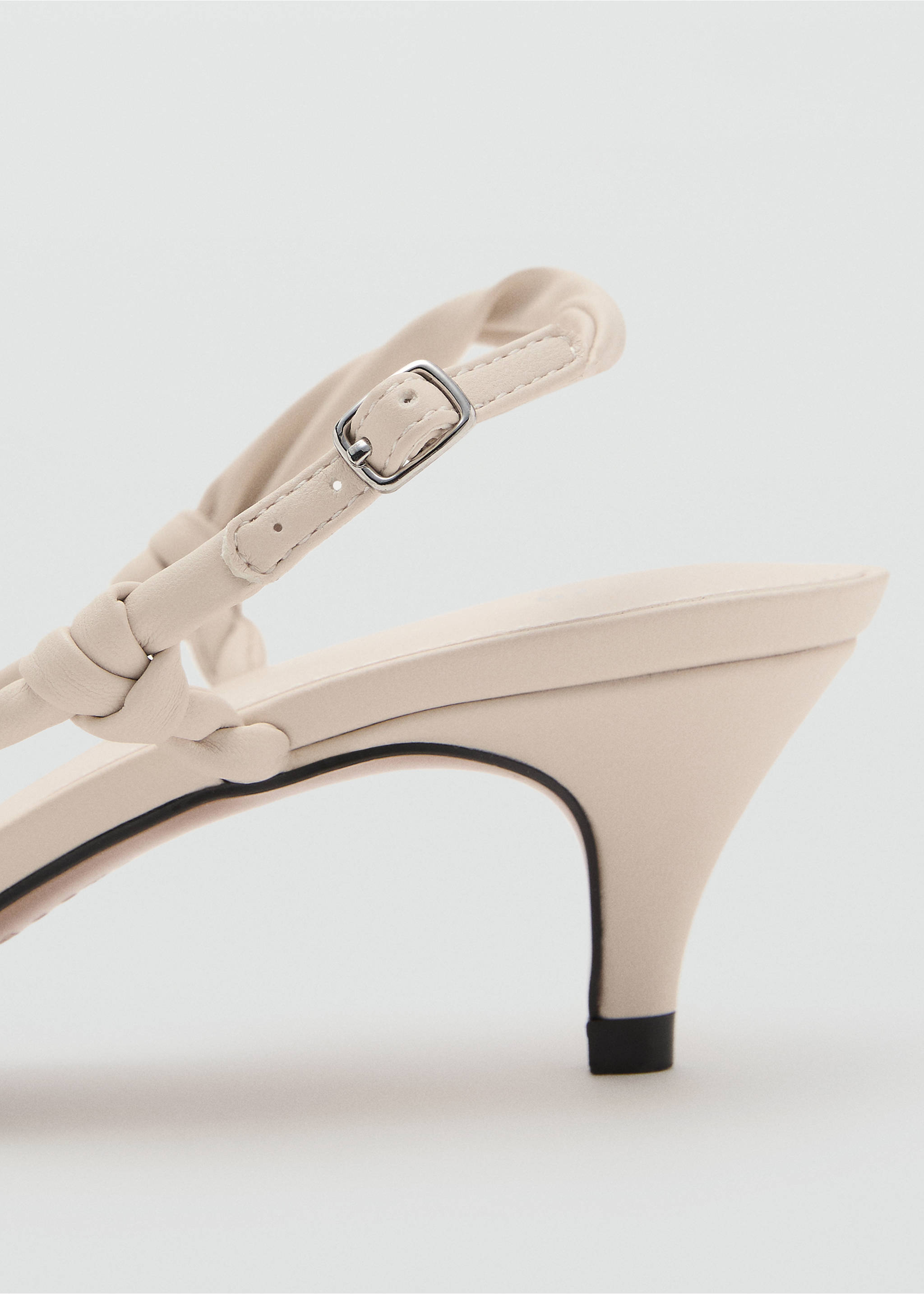 Ruched strips sandals - Details of the article 3, Ecru. Ref: 17011145-00.