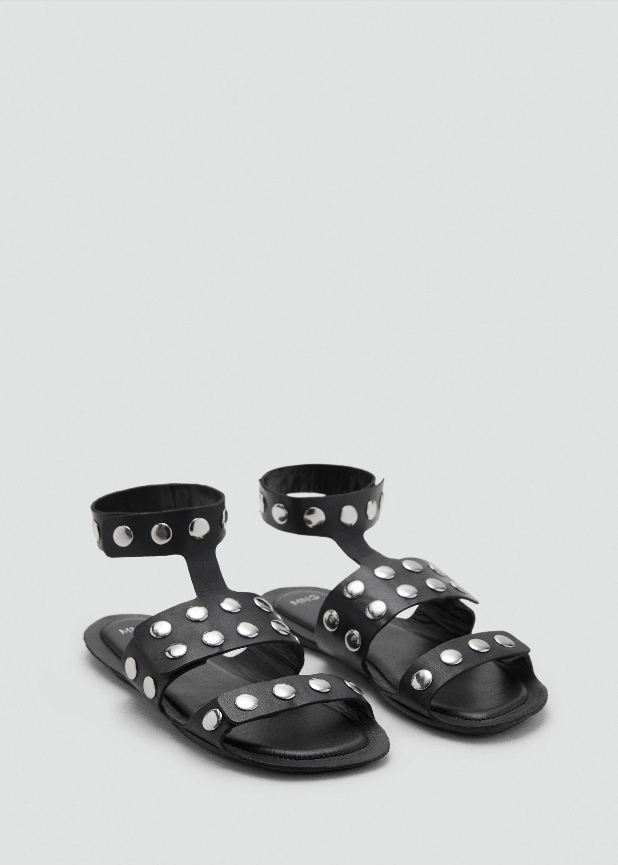 Studded leather sandals - Medium plane, Black. Ref: 17011153-00.