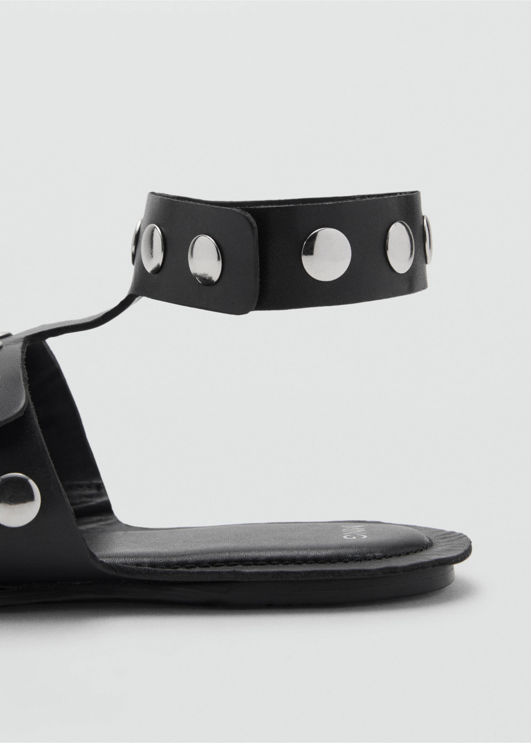 Studded leather sandals - Details of the article 1, Black. Ref: 17011153-00.