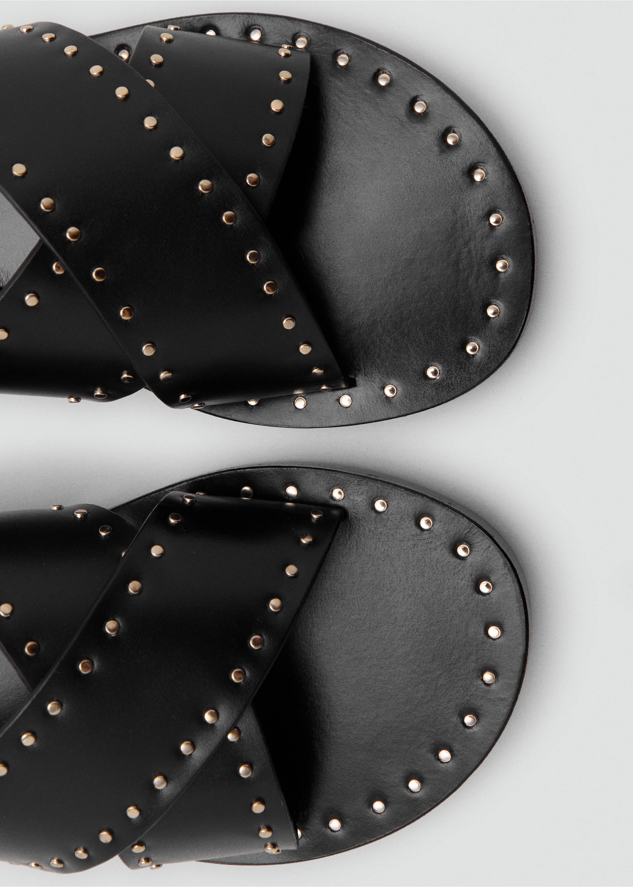Studded leather sandals - Details of the article 2, Black. Ref: 17011156-00.