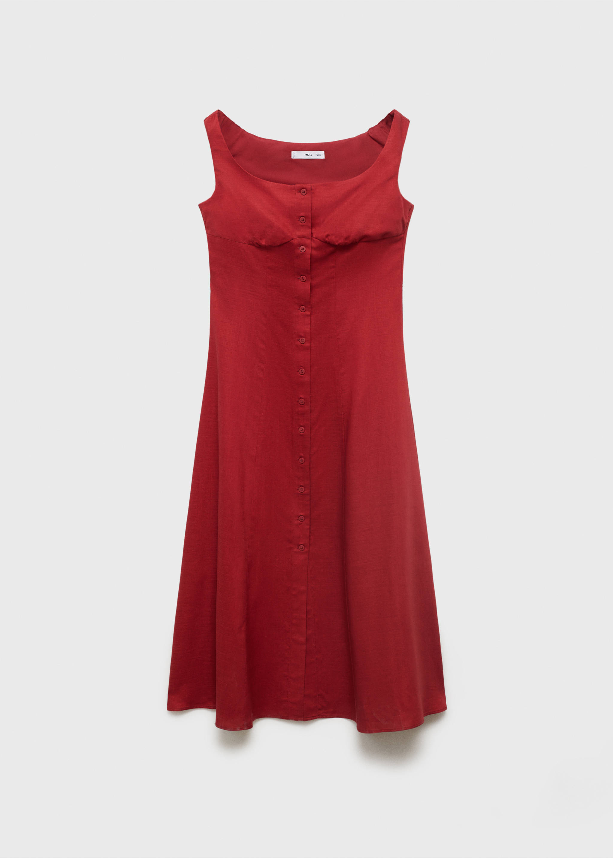 Linen-blend dress with buttons - Article without model, Dark Orange. Ref: 17011167-00.