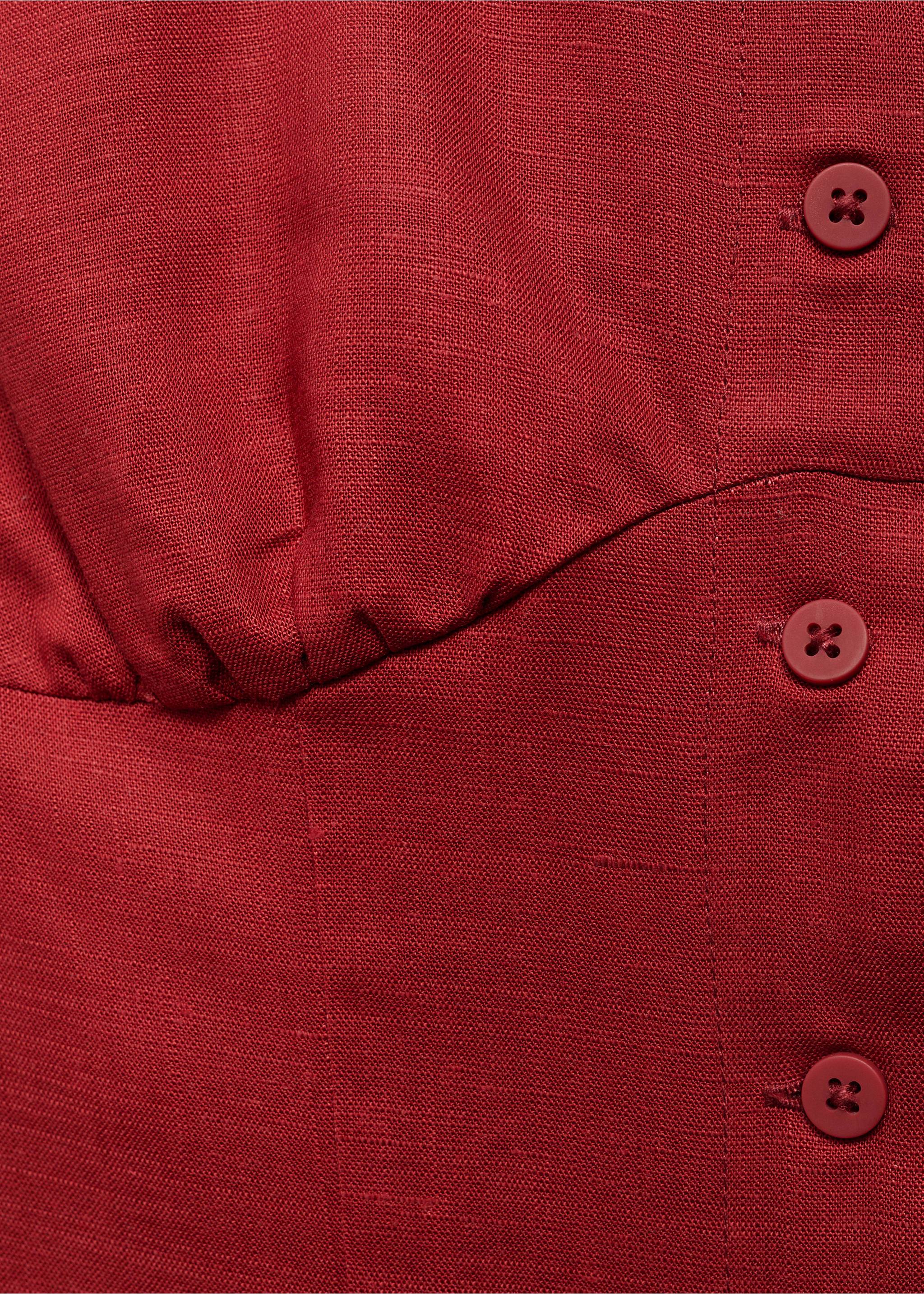 Linen-blend dress with buttons - Details of the article 8, Dark Orange. Ref: 17011167-00.