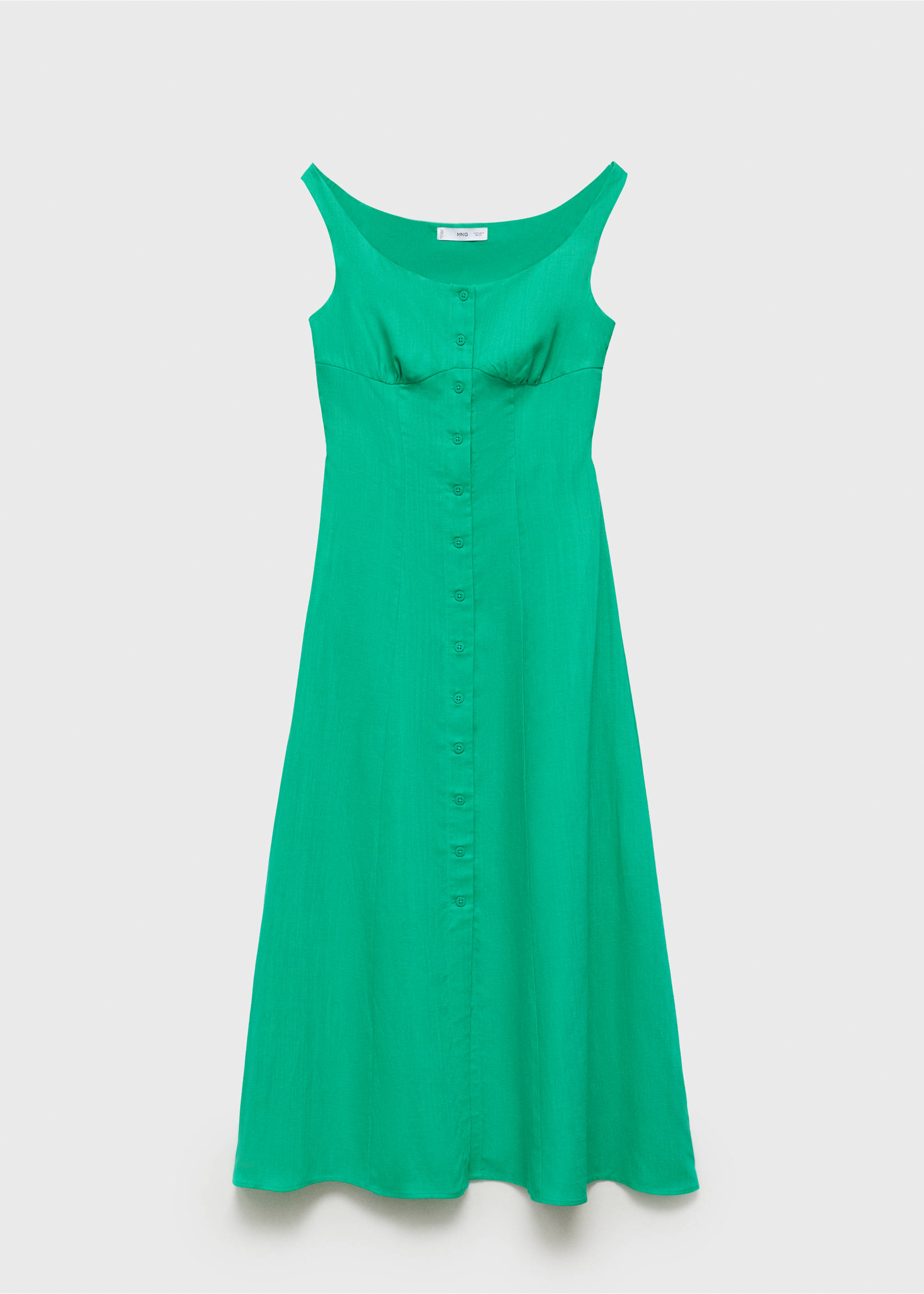Linen-blend dress with buttons - Article without model, Green. Ref: 17011167-00.