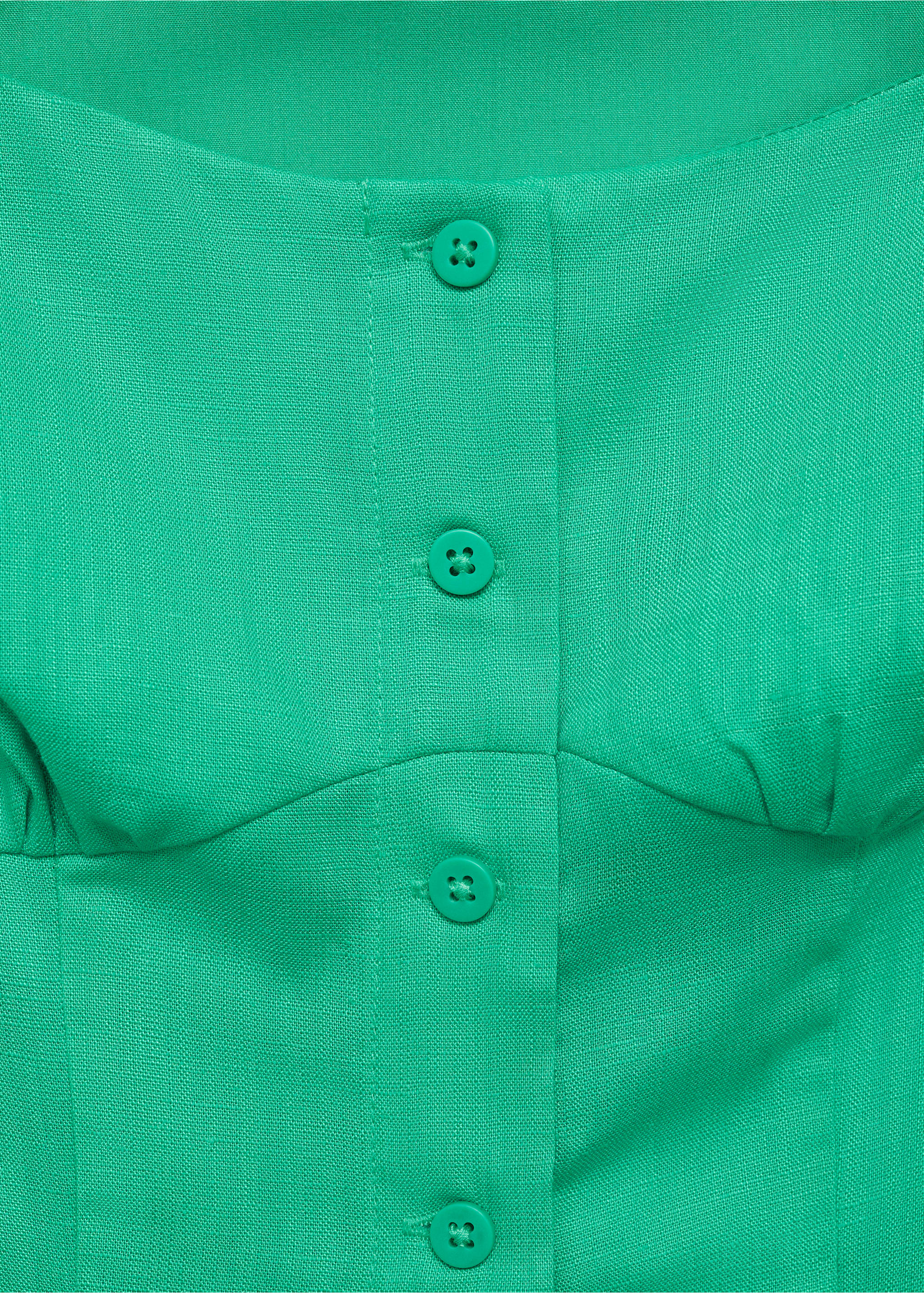 Linen-blend dress with buttons - Details of the article 8, Green. Ref: 17011167-00.