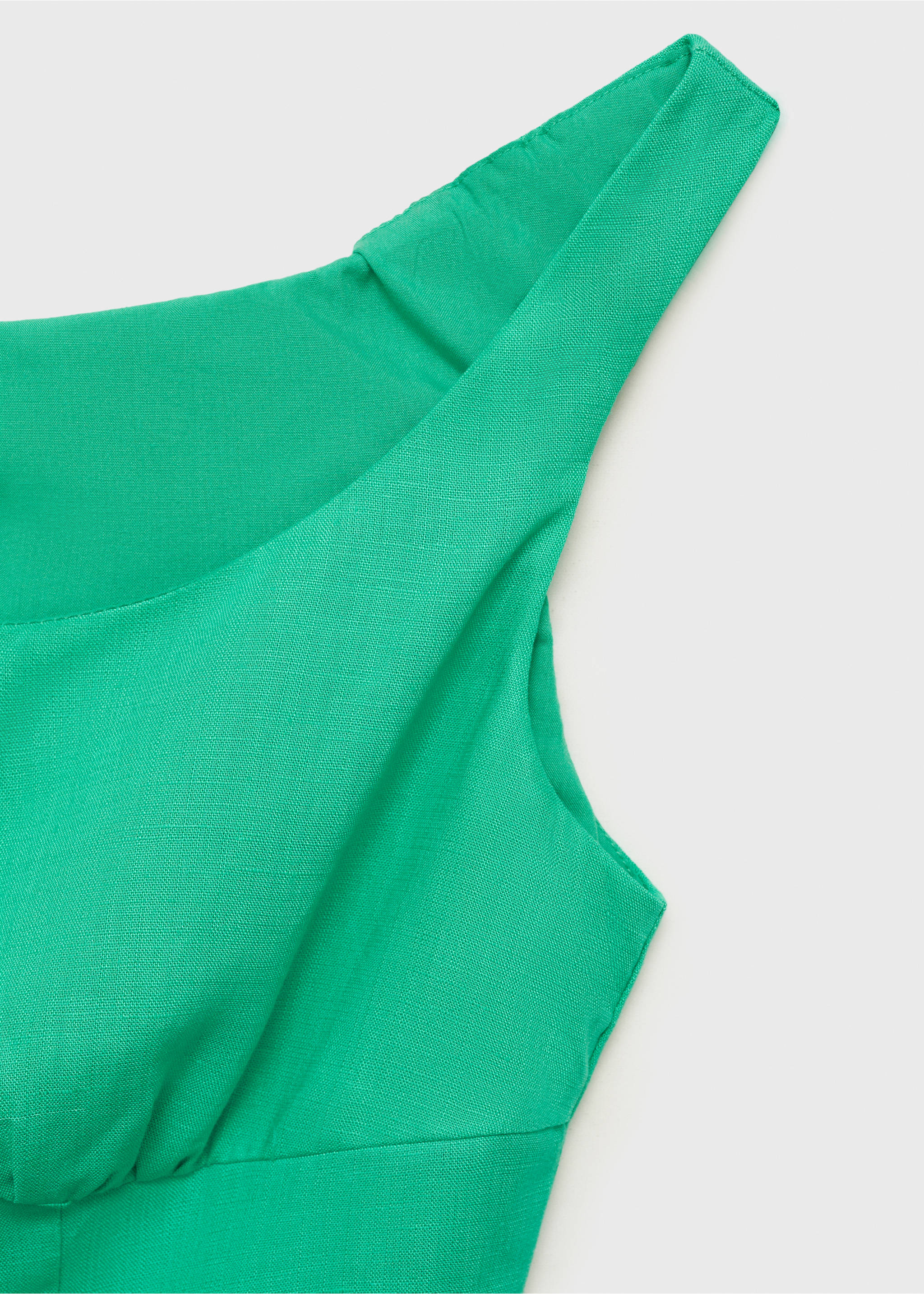 Linen-blend dress with buttons - Details of the article 0, Green. Ref: 17011167-00.