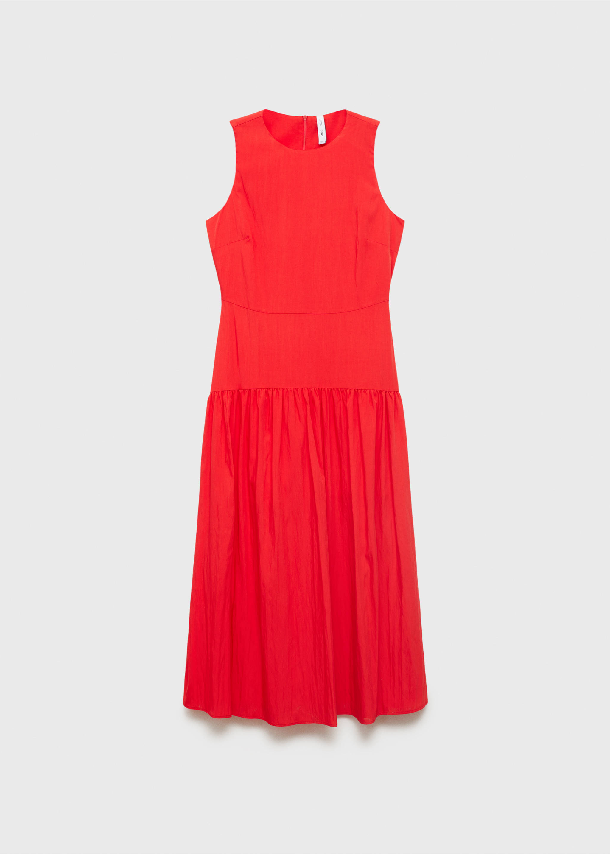 Long dress with gathered hem - Article without model, Intense Red. Ref: 17011168-00.