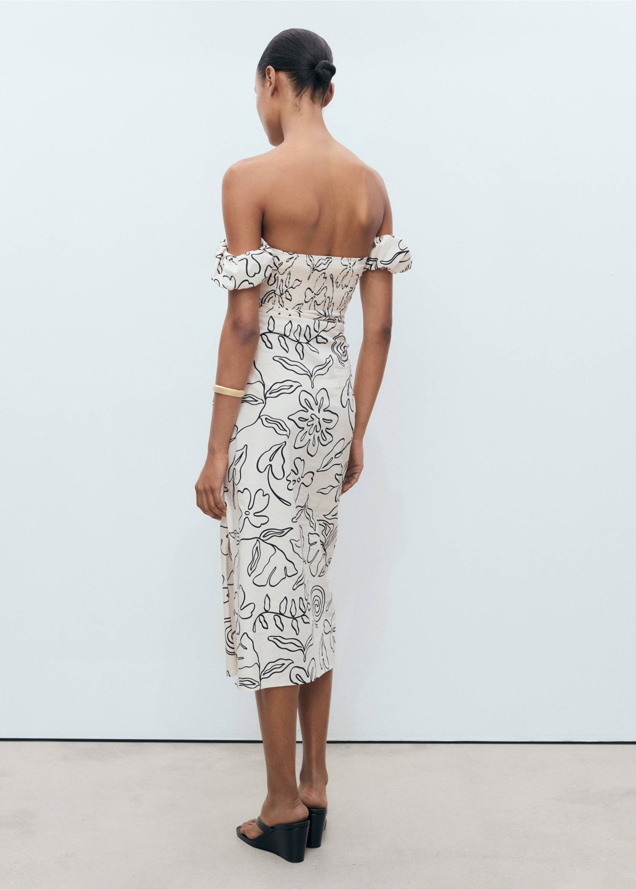 Strapless floral dress - Reverse of the article, Off White. Ref: 17011169-00.