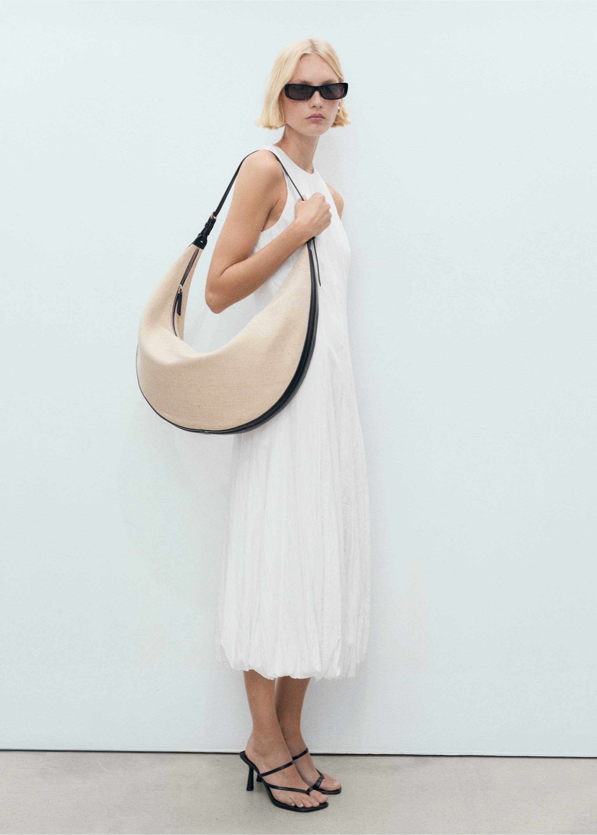Long balloon dress - General plane, White. Ref: 17011170-00.