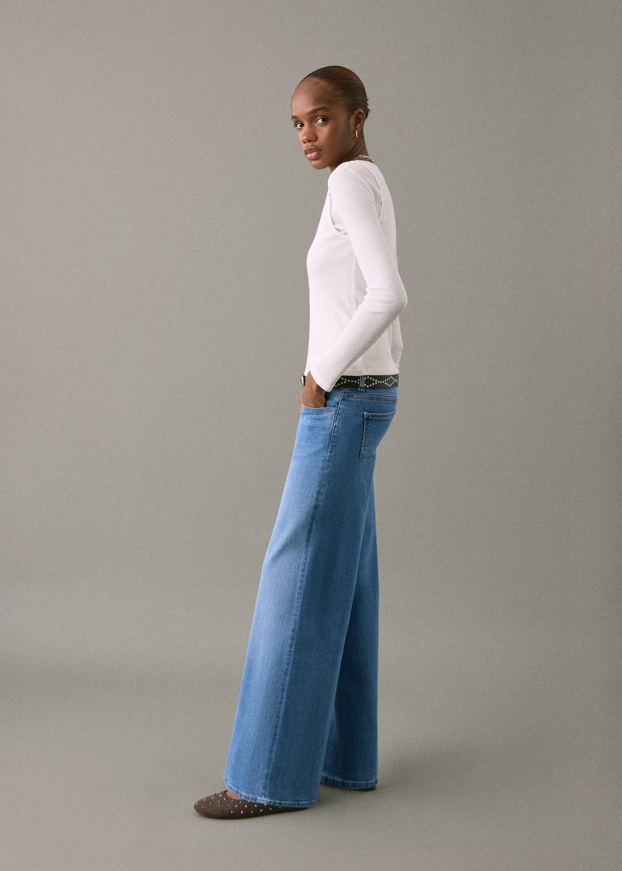Jean taille basse large - Plan moyen