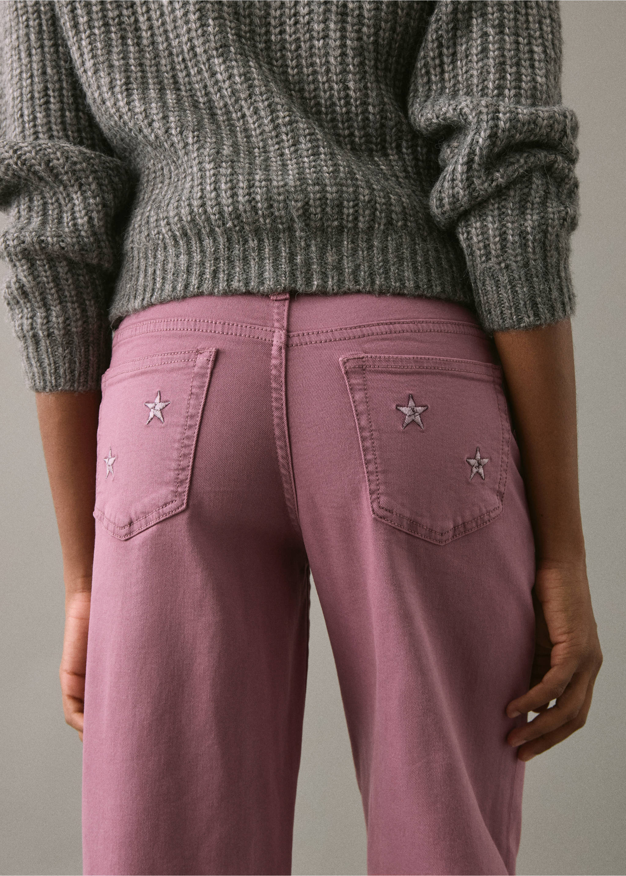 Jean droit étoiles - Détail de l'article 1, Rose pastel. Ref: 17011198-00.