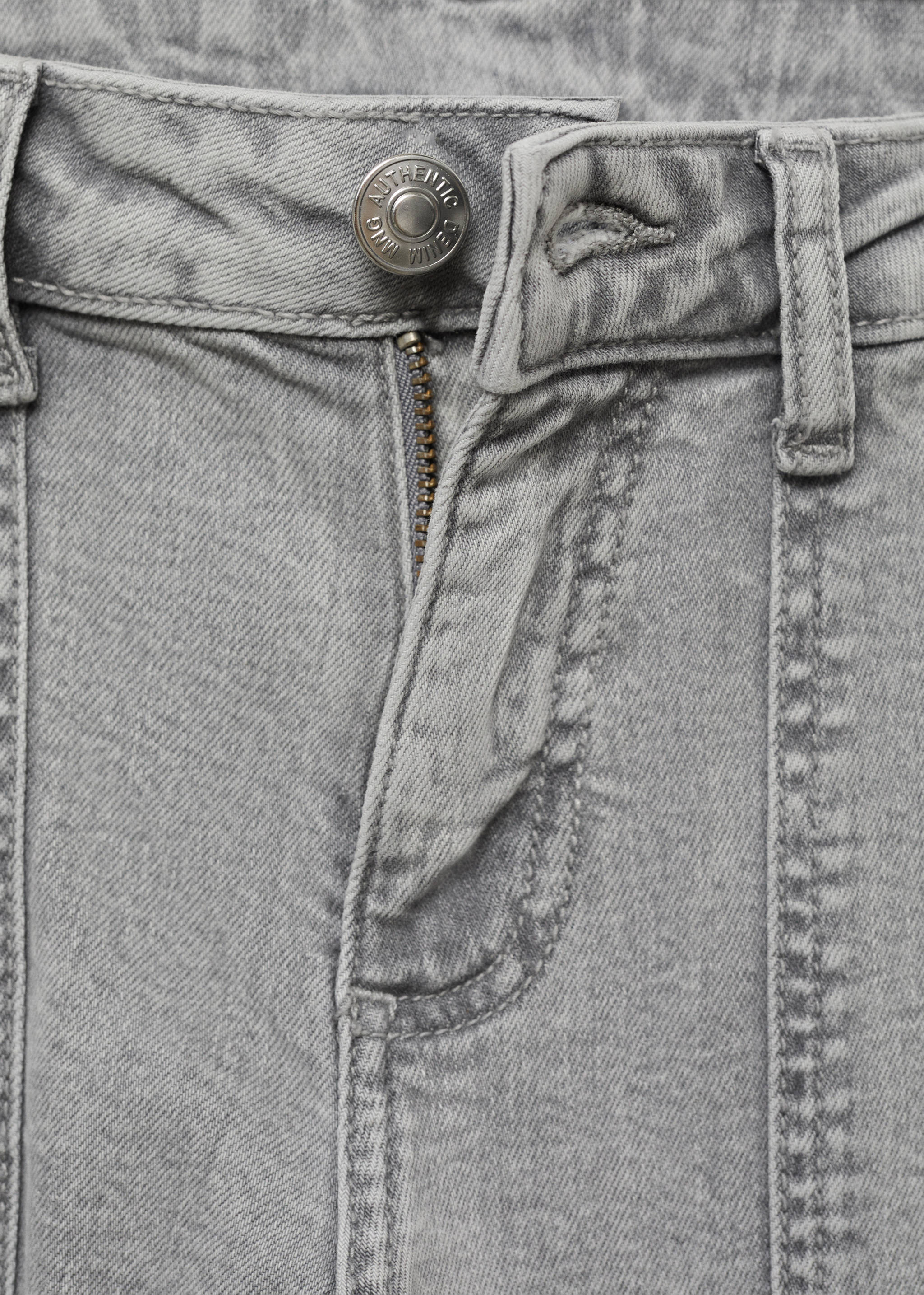 Straight-leg jeans with star embroidery - Details of the article 8, Denim Grey. Ref: 17011200-00.
