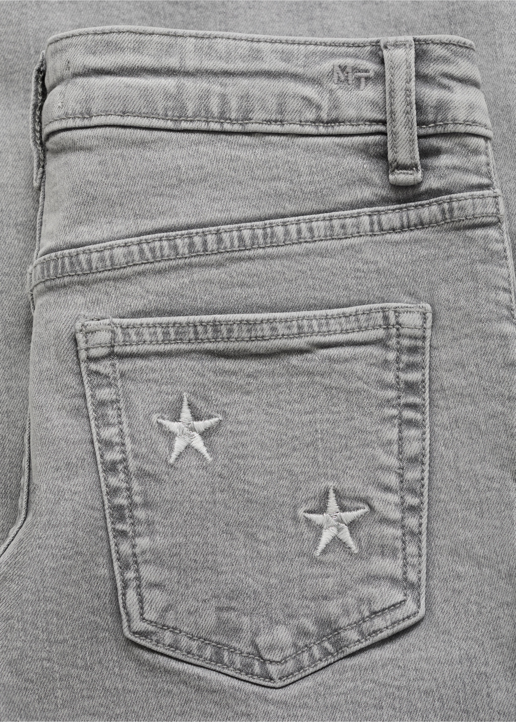 Straight-leg jeans with star embroidery - Details of the article 0, Denim Grey. Ref: 17011200-00.