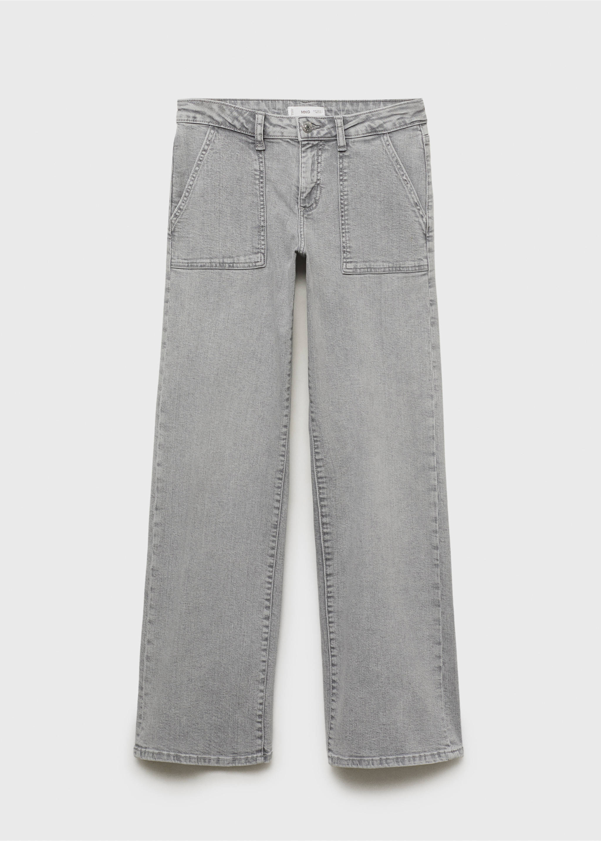 Straight-leg jeans with star embroidery - Article without model, Denim Grey. Ref: 17011200-00.