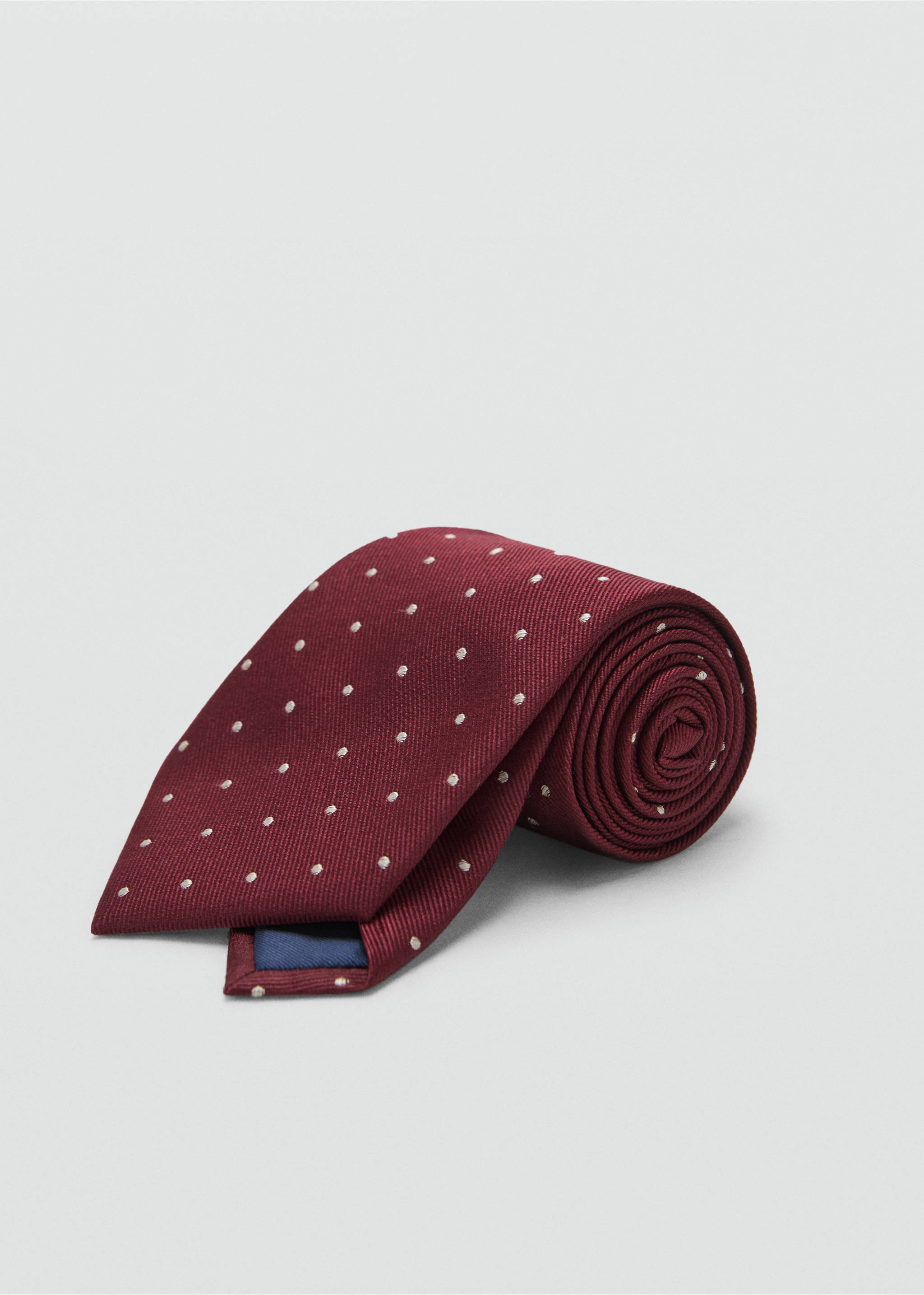 Polka-dot silk tie - Medium plane, Burgundy. Ref: 17011215-00.