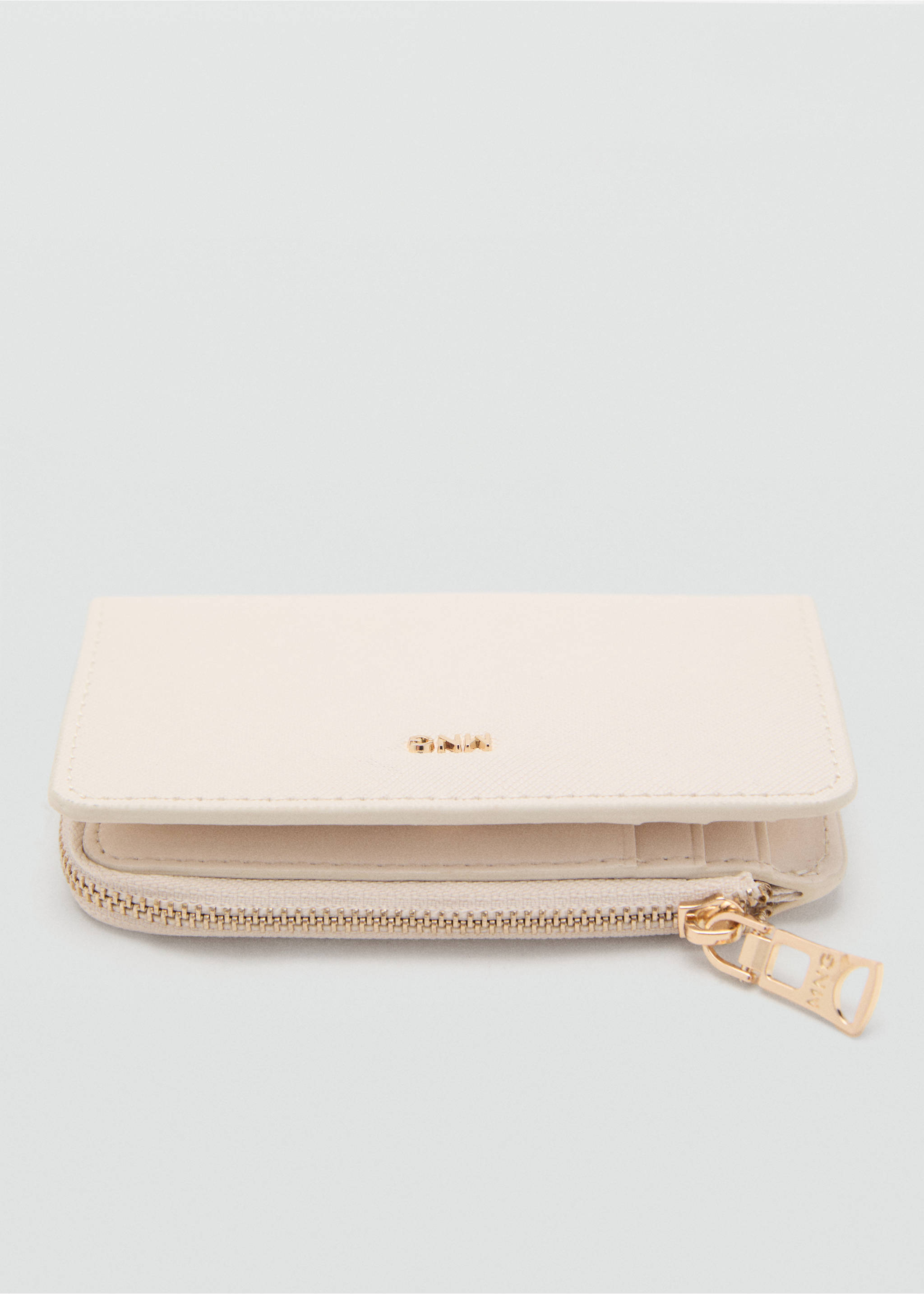 Small wallet with Saffiano effect - Details of the article 1, Off White. Ref: 17011217-00.
