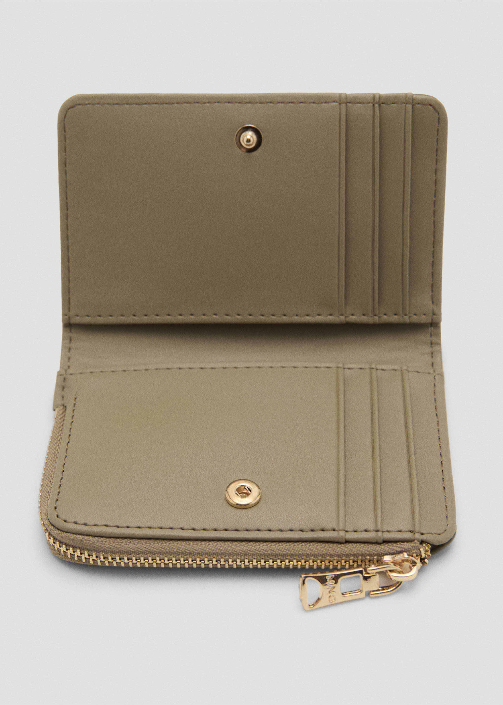 Small wallet with Saffiano effect - Details of the article 1, Khaki. Ref: 17011217-00.