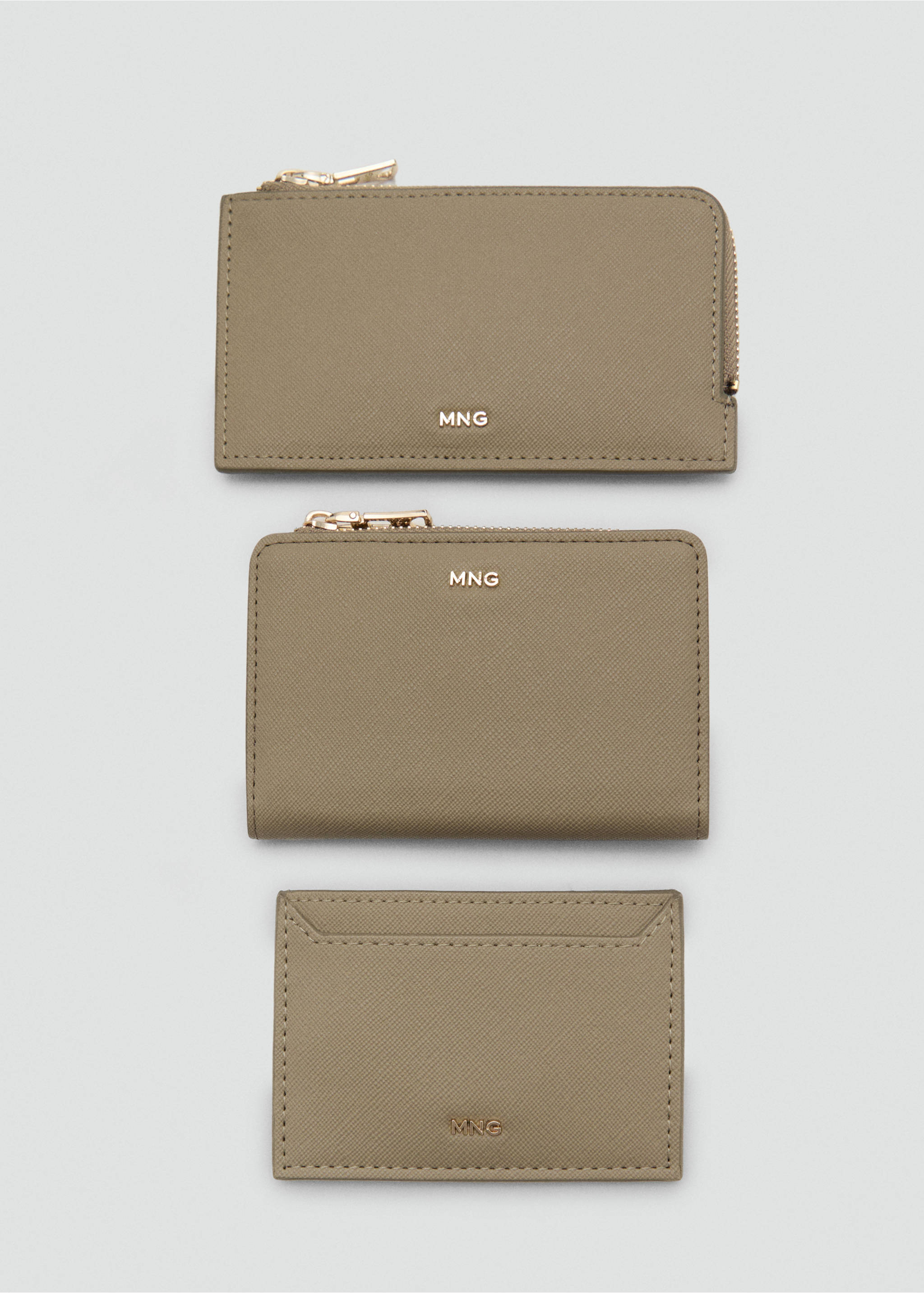 Small wallet with Saffiano effect - Details of the article 2, Khaki. Ref: 17011217-00.