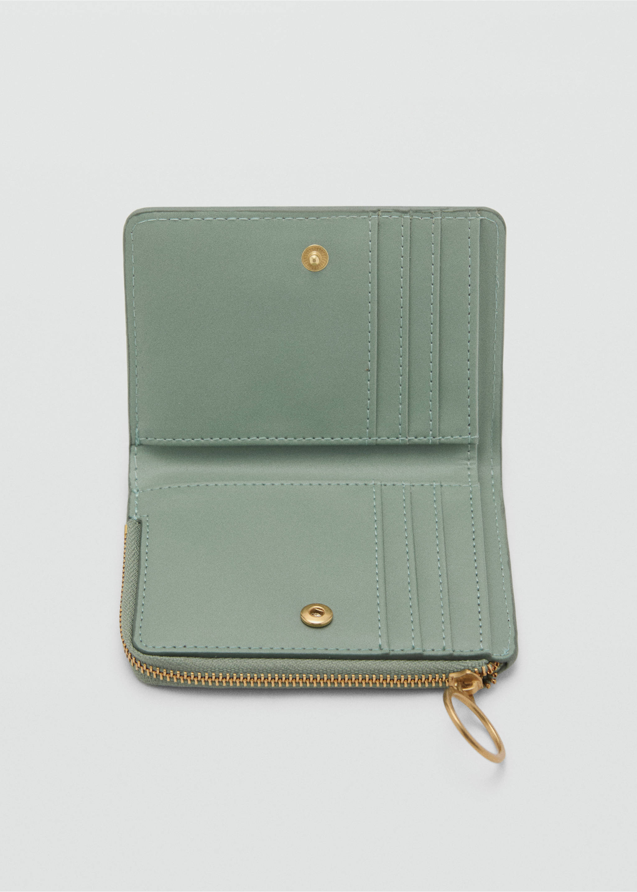Embossed faux-leather purse - Details of the article 1, Aqua Green. Ref: 17011218-00.
