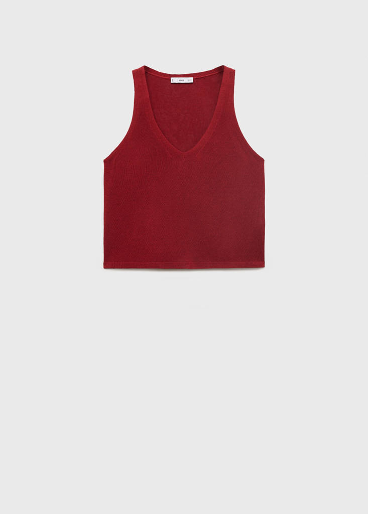 V-neck knit top - Women | MANGO OUTLET USA