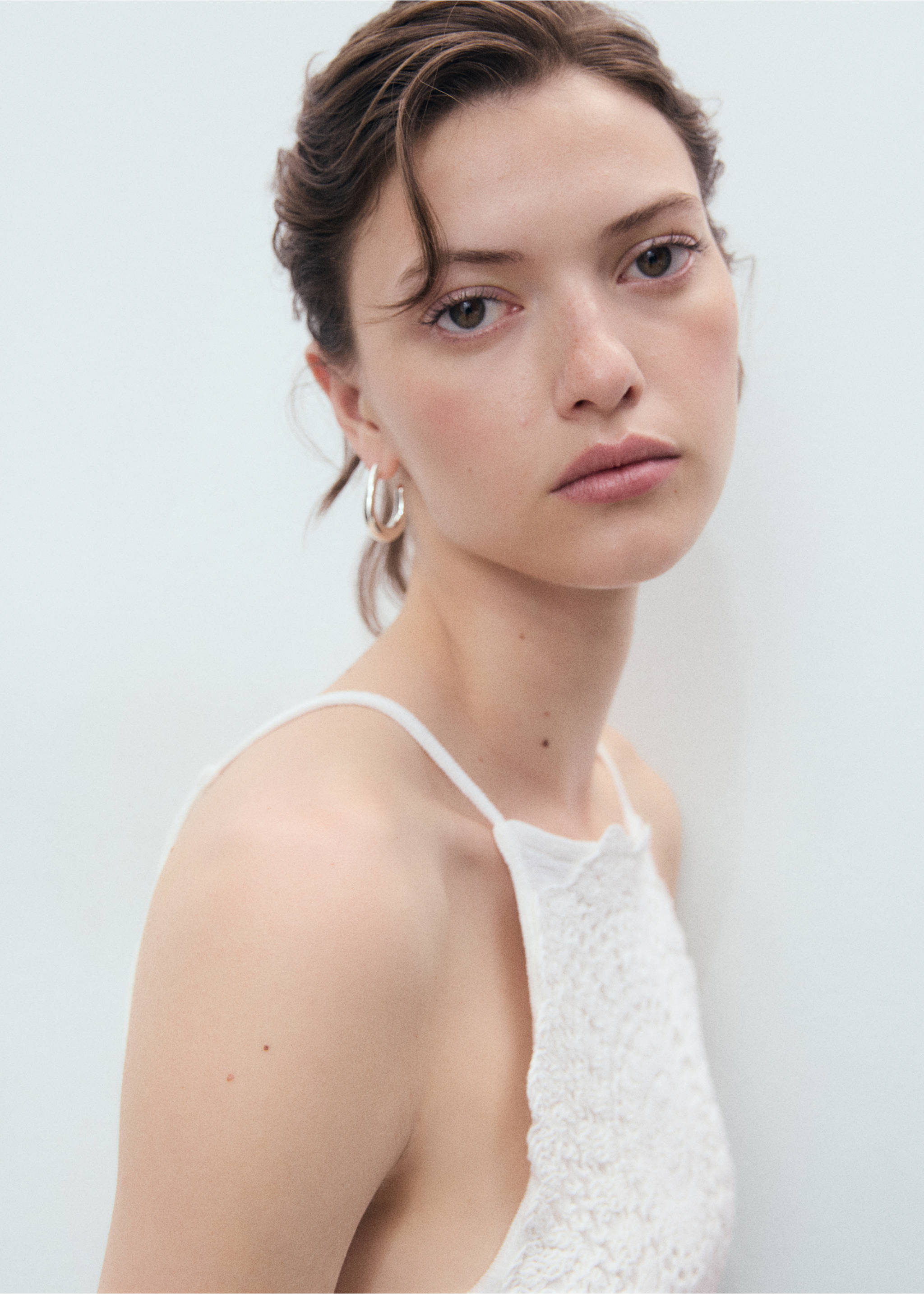 Crochet appliqué top - Details of the article 1, Off White. Ref: 17011223-00.