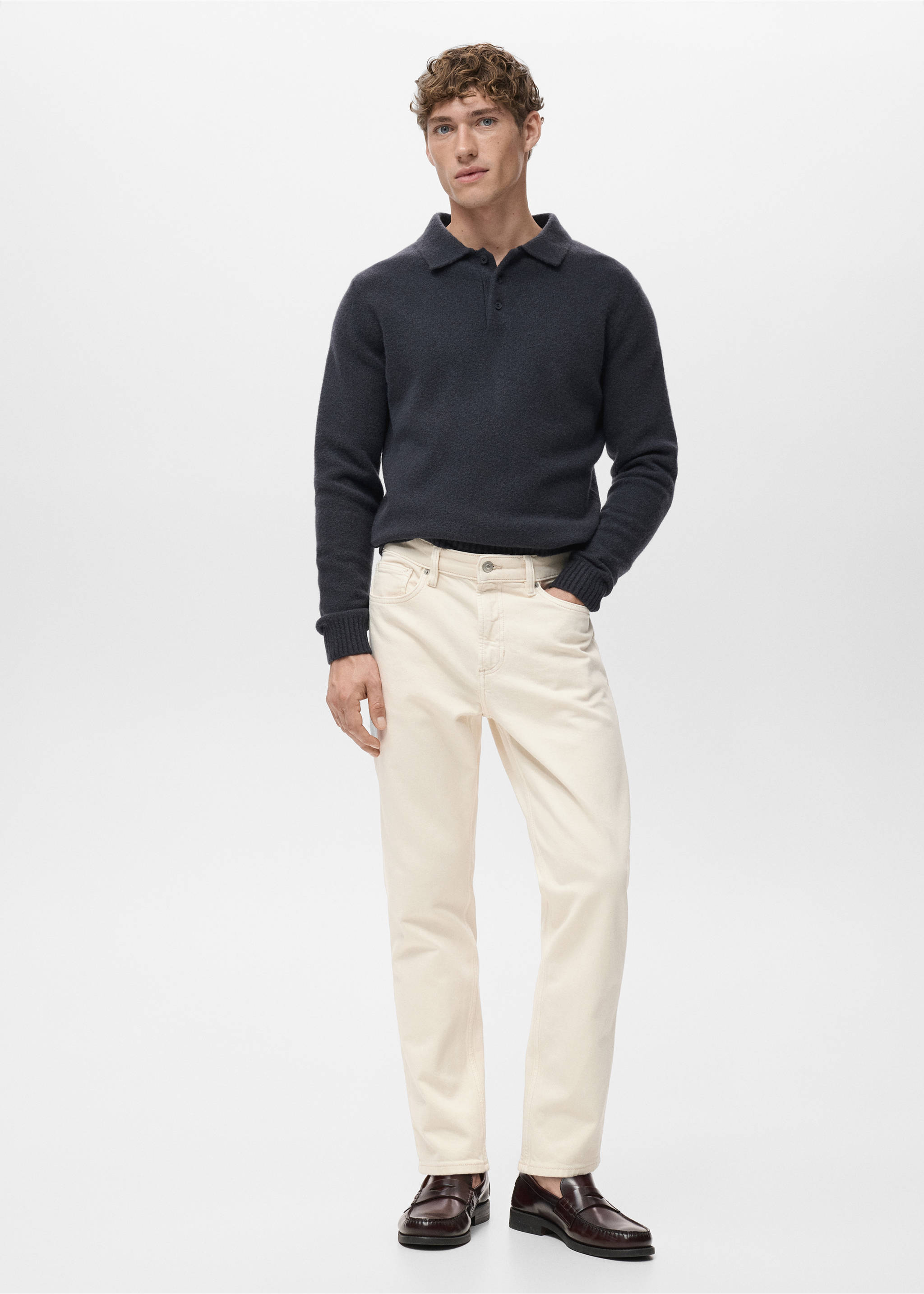 Jean Ben cropped tapered-fit - Plan général, Écru. Ref: 17011224-00.