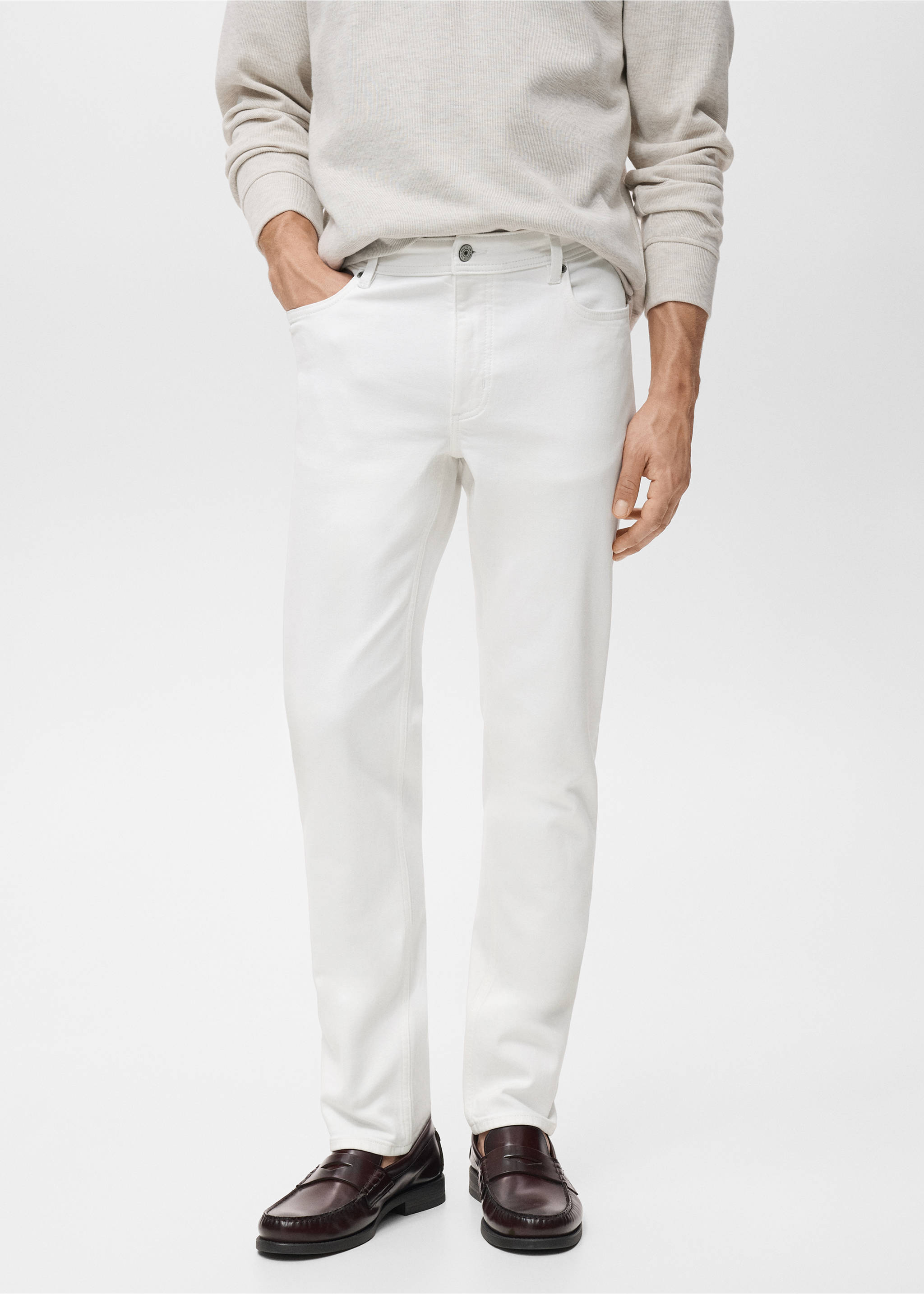 Jean Jan slim fit blanc - Plan moyen, Blanc. Ref: 17011231-00.