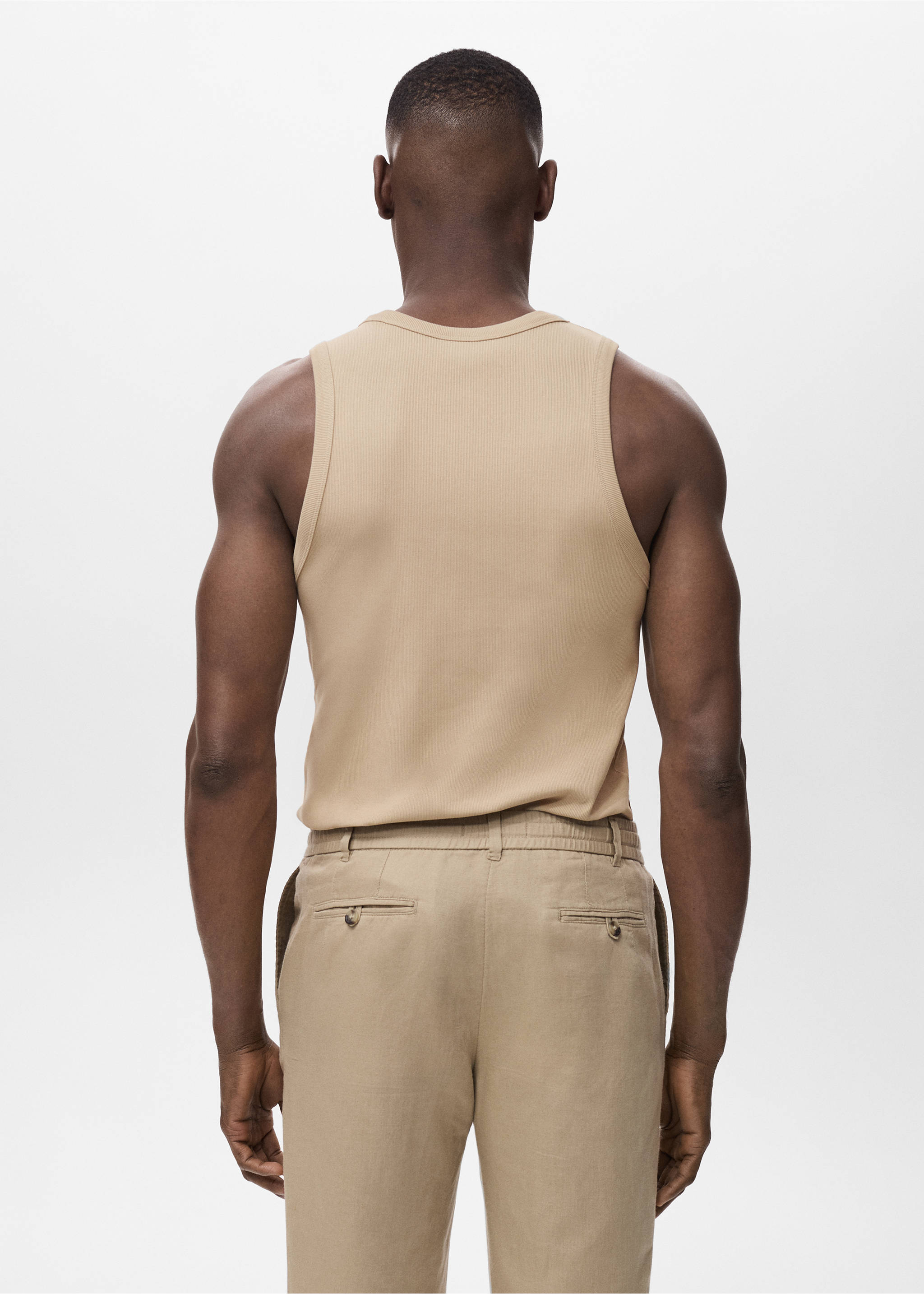 Slim-fit ribbed tank top - Reverse of the article, Grey. Ref: 17011233-00.