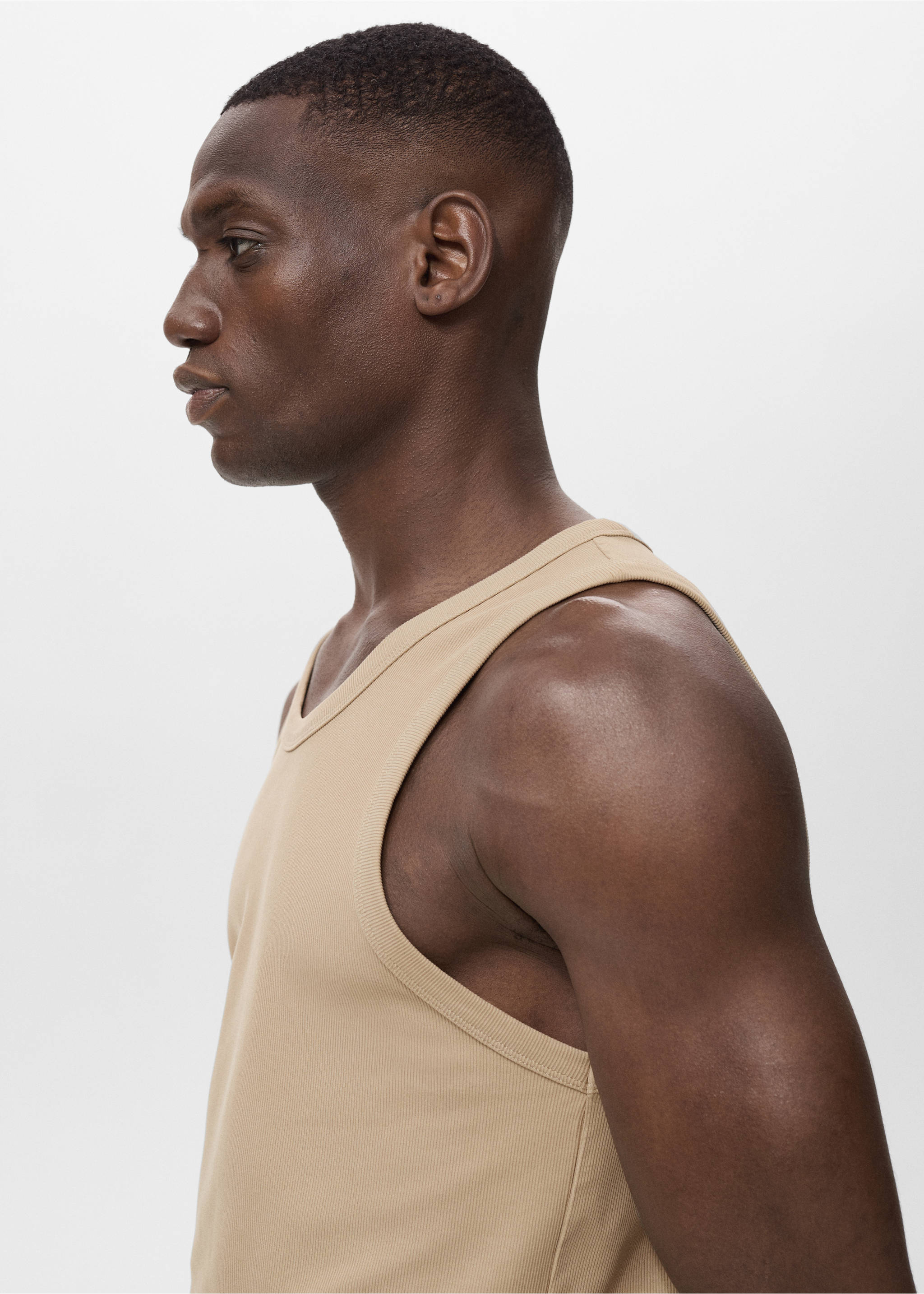 Slim-fit ribbed tank top - Details of the article 1, Grey. Ref: 17011233-00.