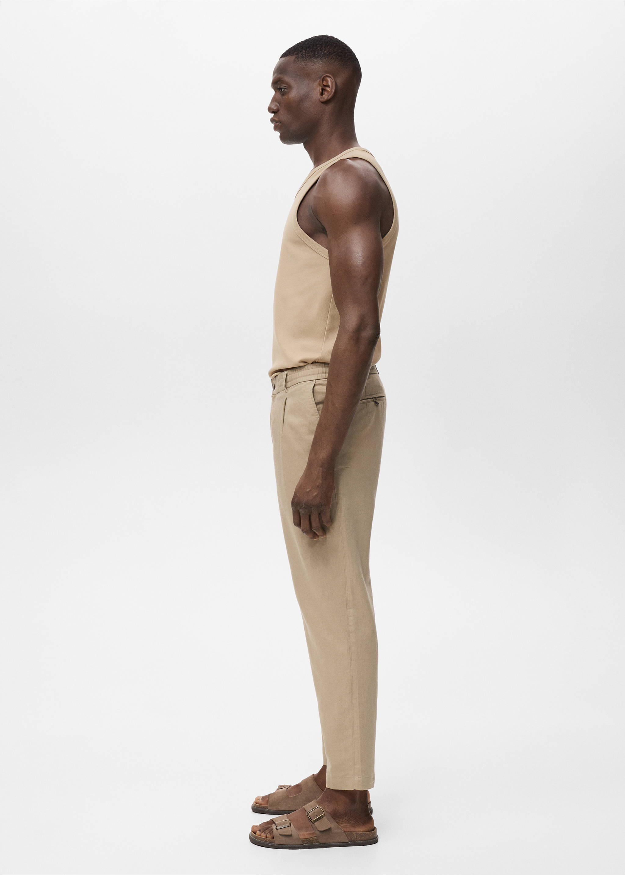 Slim-fit ribbed tank top - Details of the article 2, Grey. Ref: 17011233-00.