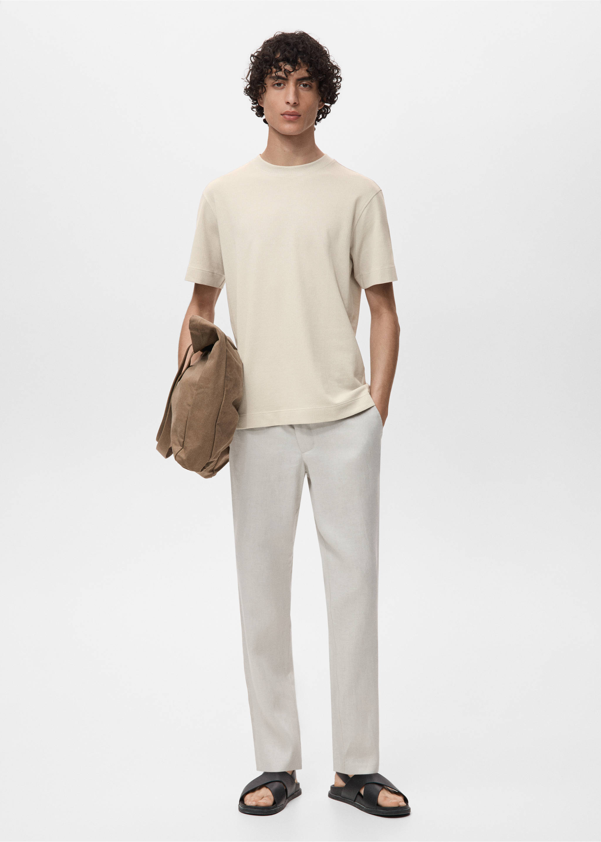 Cotton fine-knit t-shirt - General plane, Ice Grey. Ref: 17011234-00.