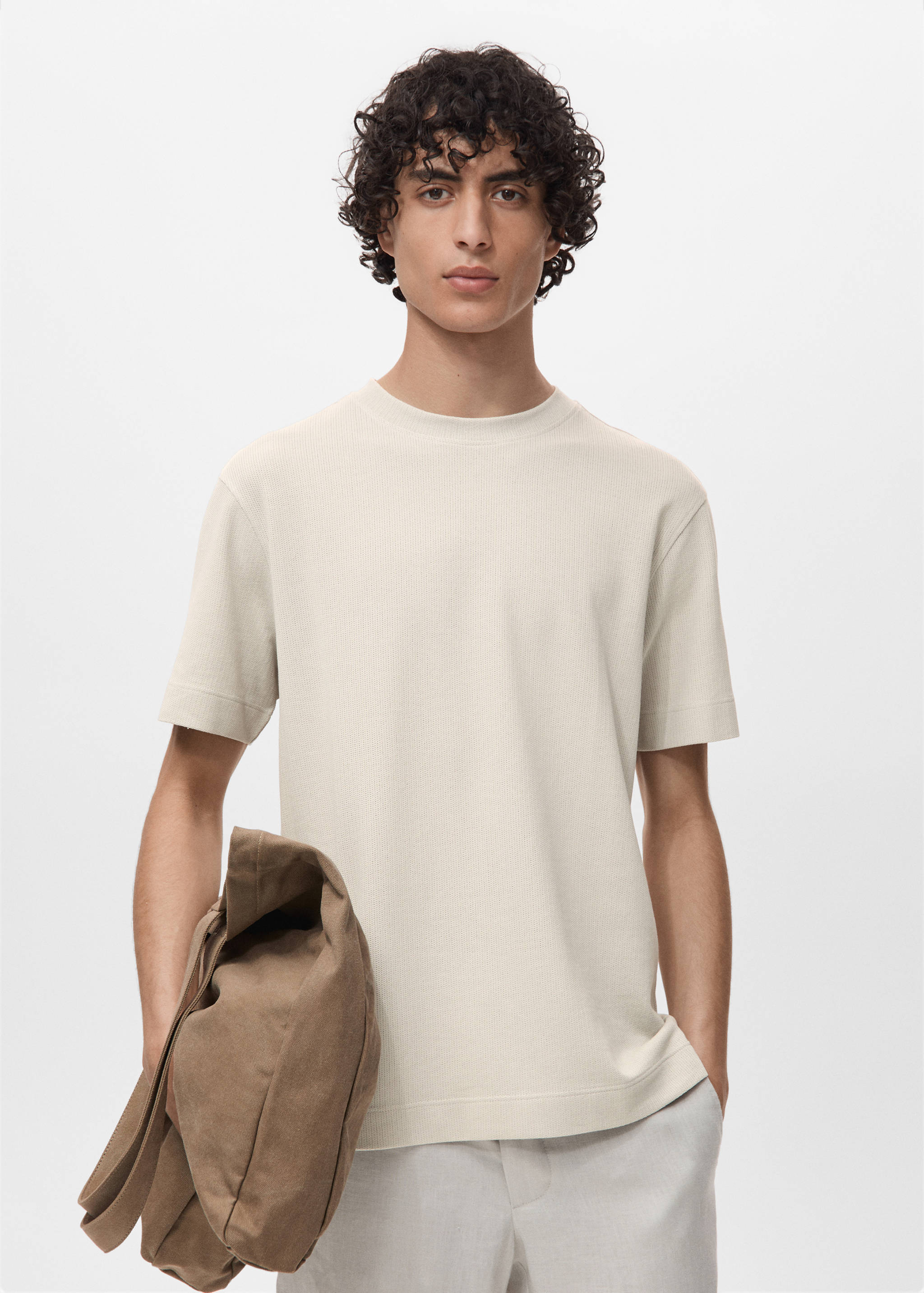 Cotton fine-knit t-shirt - Medium plane