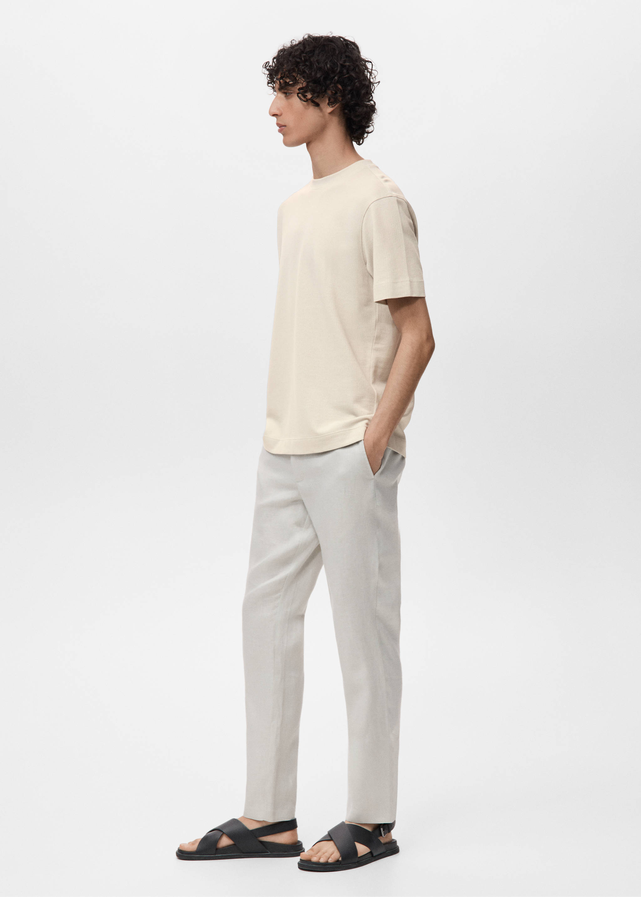 Cotton fine-knit t-shirt - Details of the article 2, Ice Grey. Ref: 17011234-00.