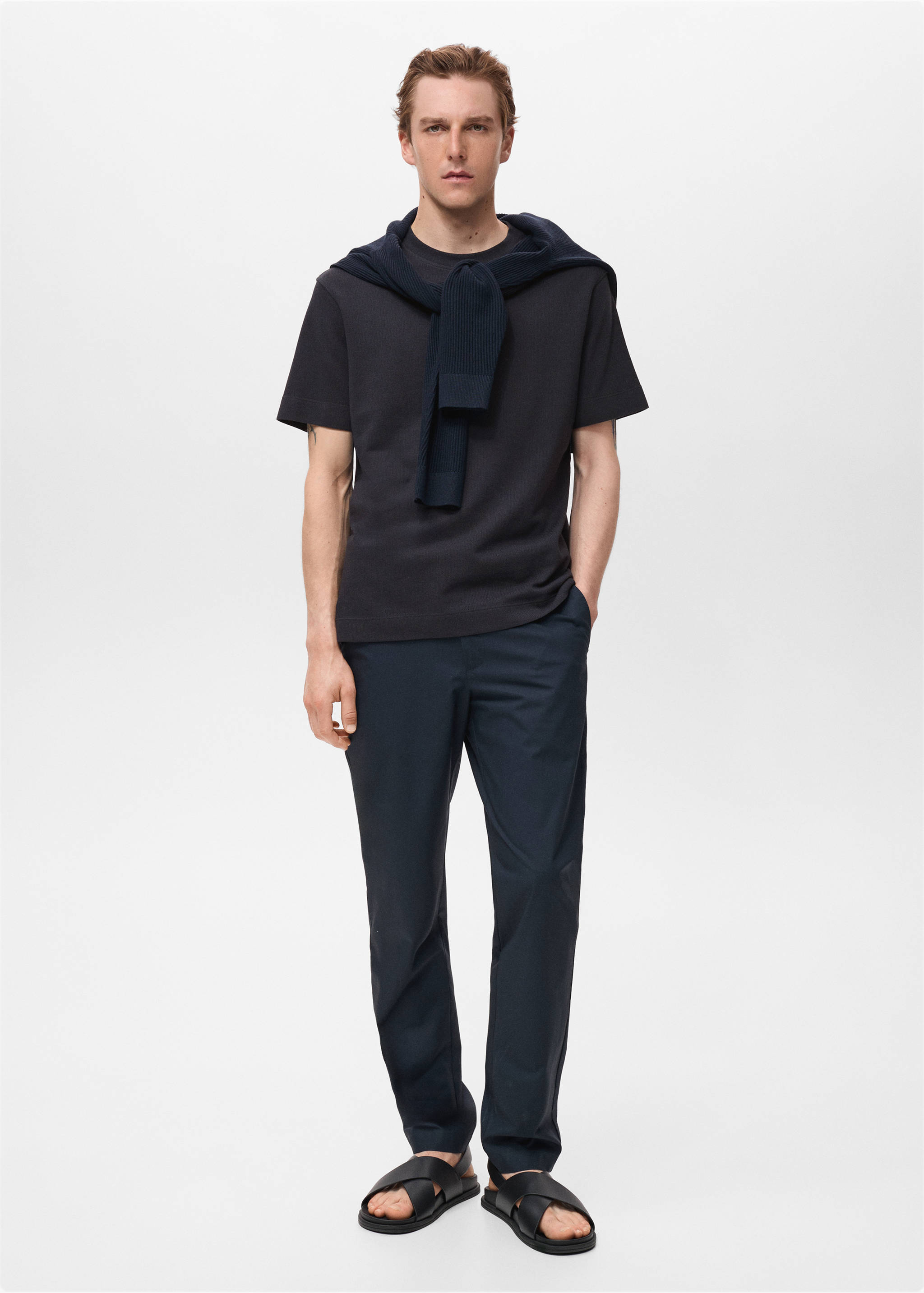 Cotton fine-knit t-shirt - General plane, Navy. Ref: 17011234-00.