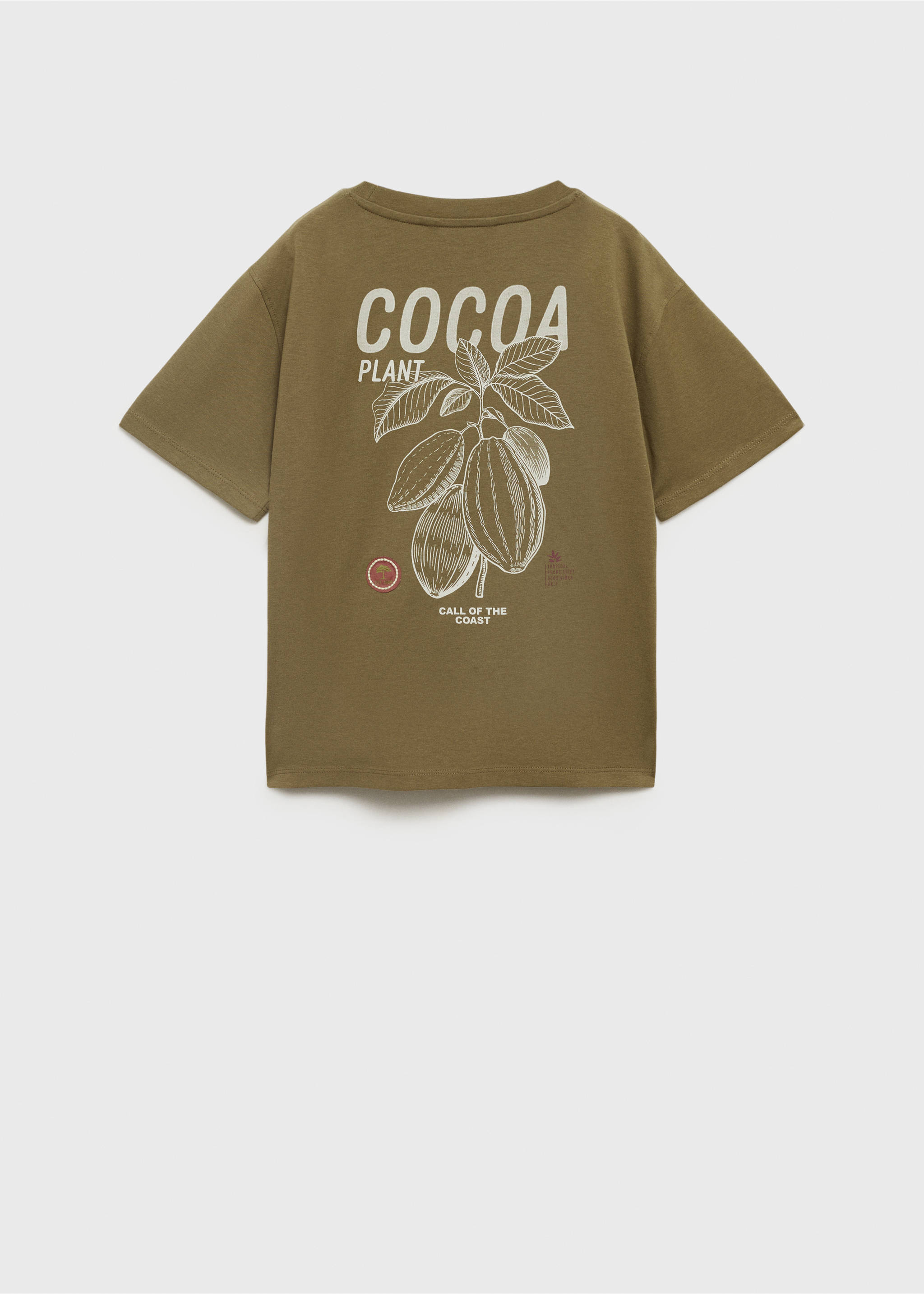 Short-sleeved printed t-shirt - Reverse of the article, Olive Green. Ref: 17011235-00.