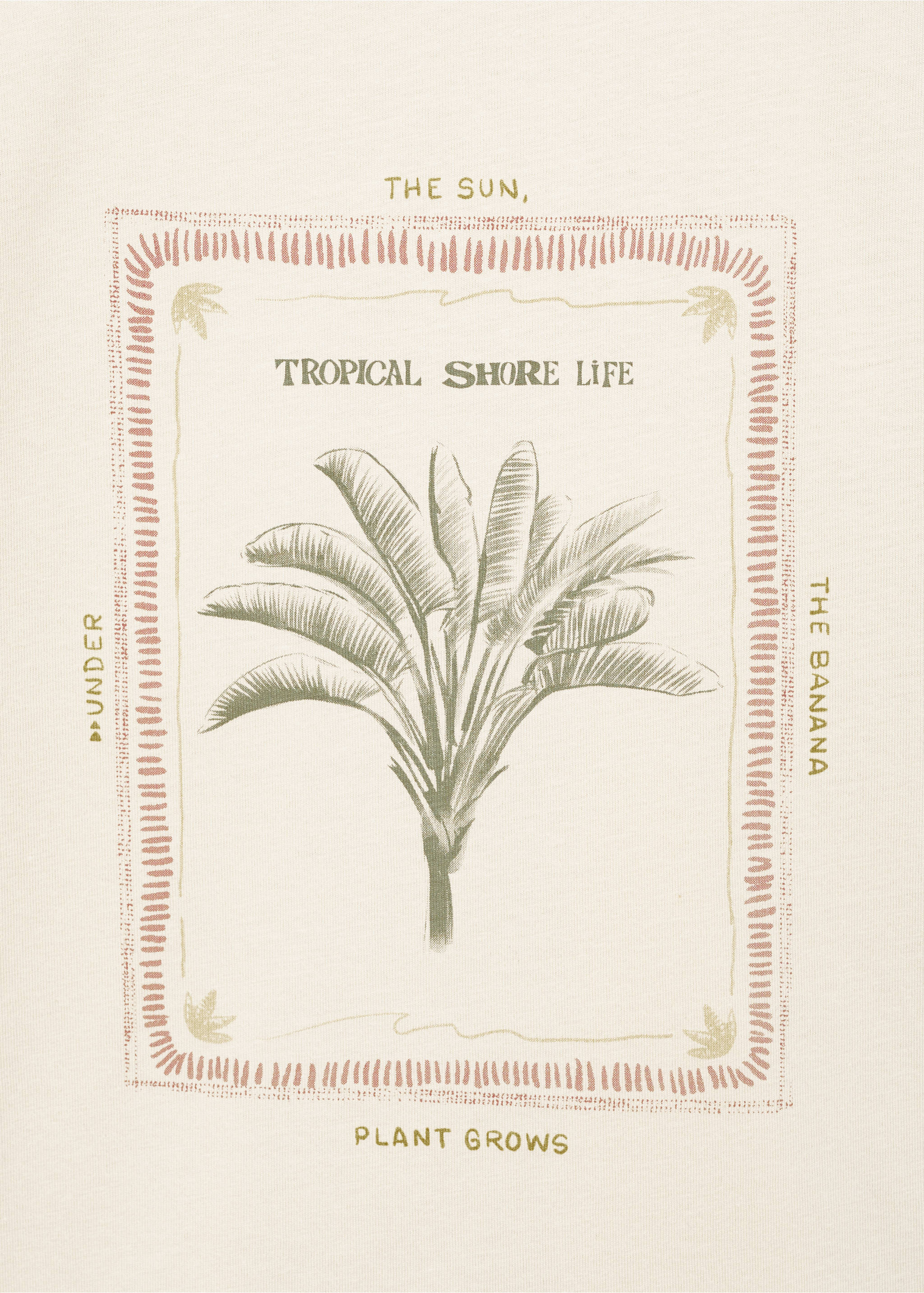 Tropical print T-shirt - Details of the article 0, Sand. Ref: 17011236-00.