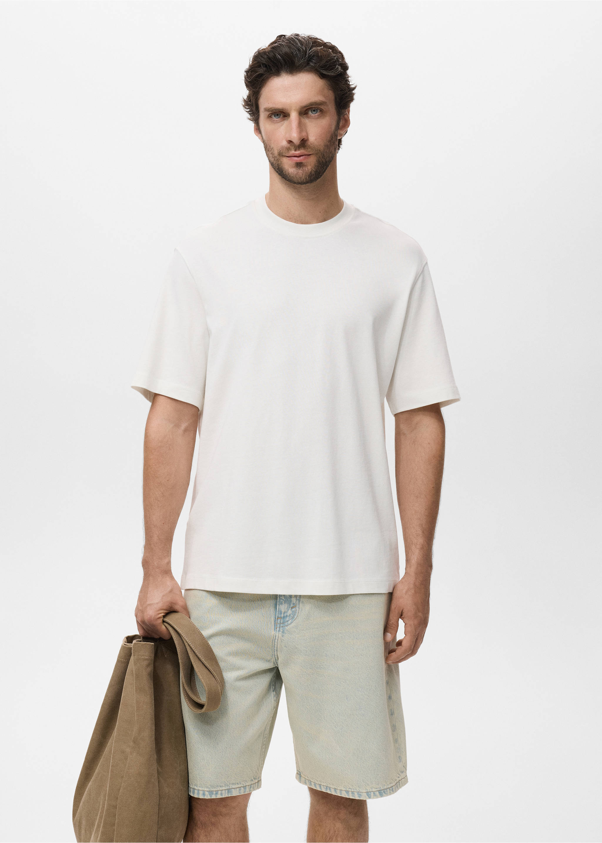 100% cotton relaxed-fit t-shirt - Medium plane, Off White. Ref: 17011240-00.