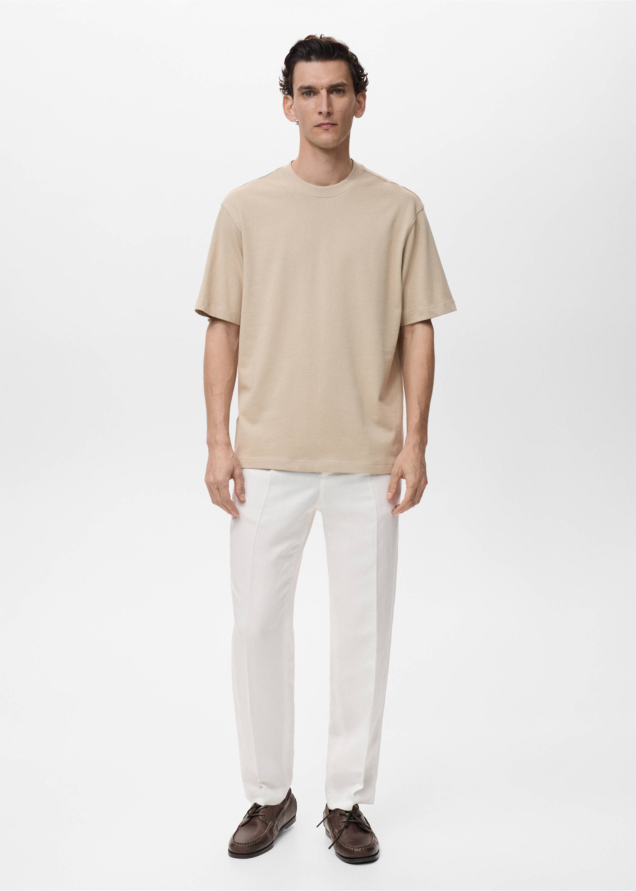 Relaxed Fit-T-Shirt aus 100 % Baumwolle - Allgemeine Ansicht, Ecru. Ref: 17011240-00.