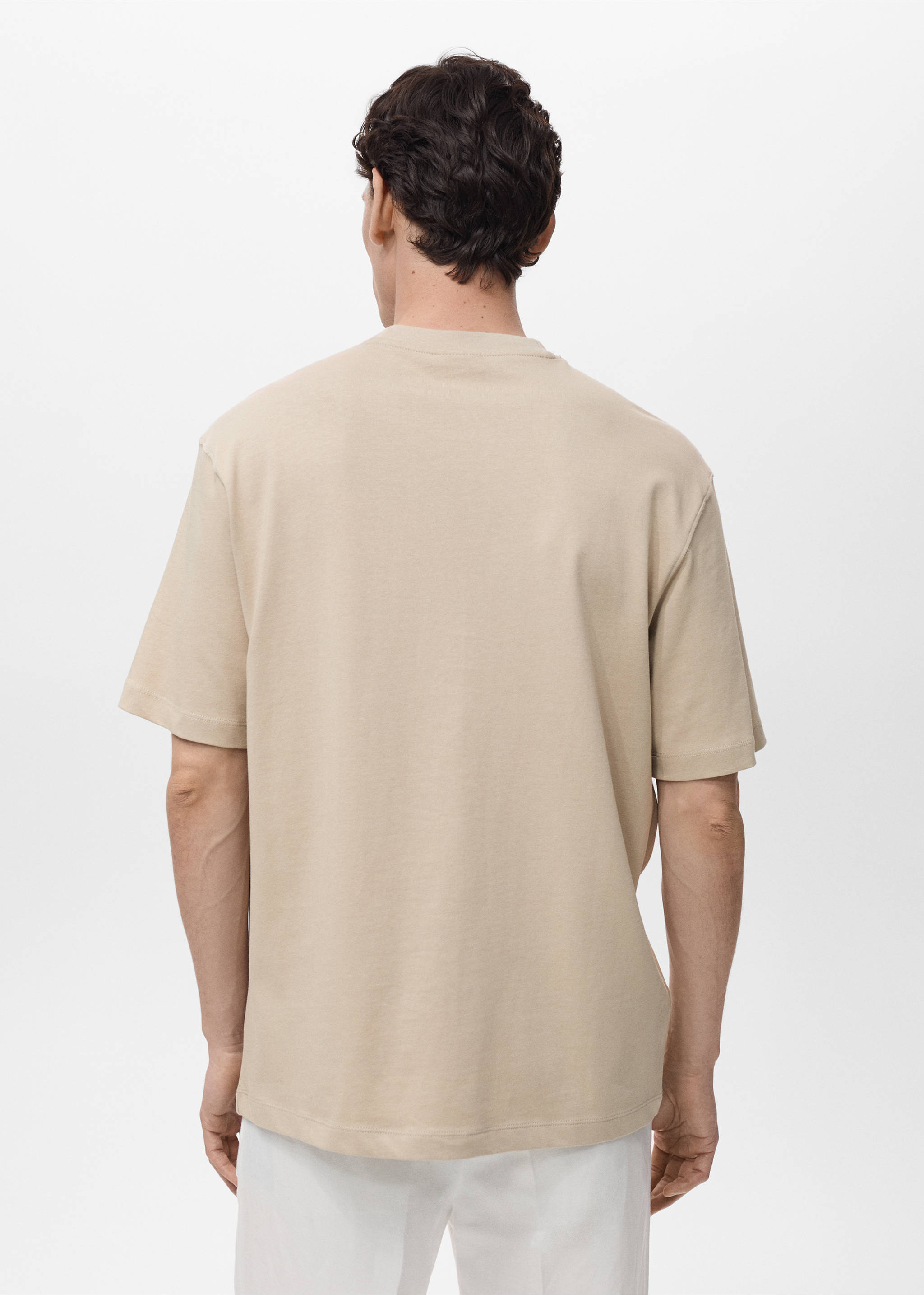 Relaxed Fit-T-Shirt aus 100 % Baumwolle - Rückseite des Artikels, Ecru. Ref: 17011240-00.