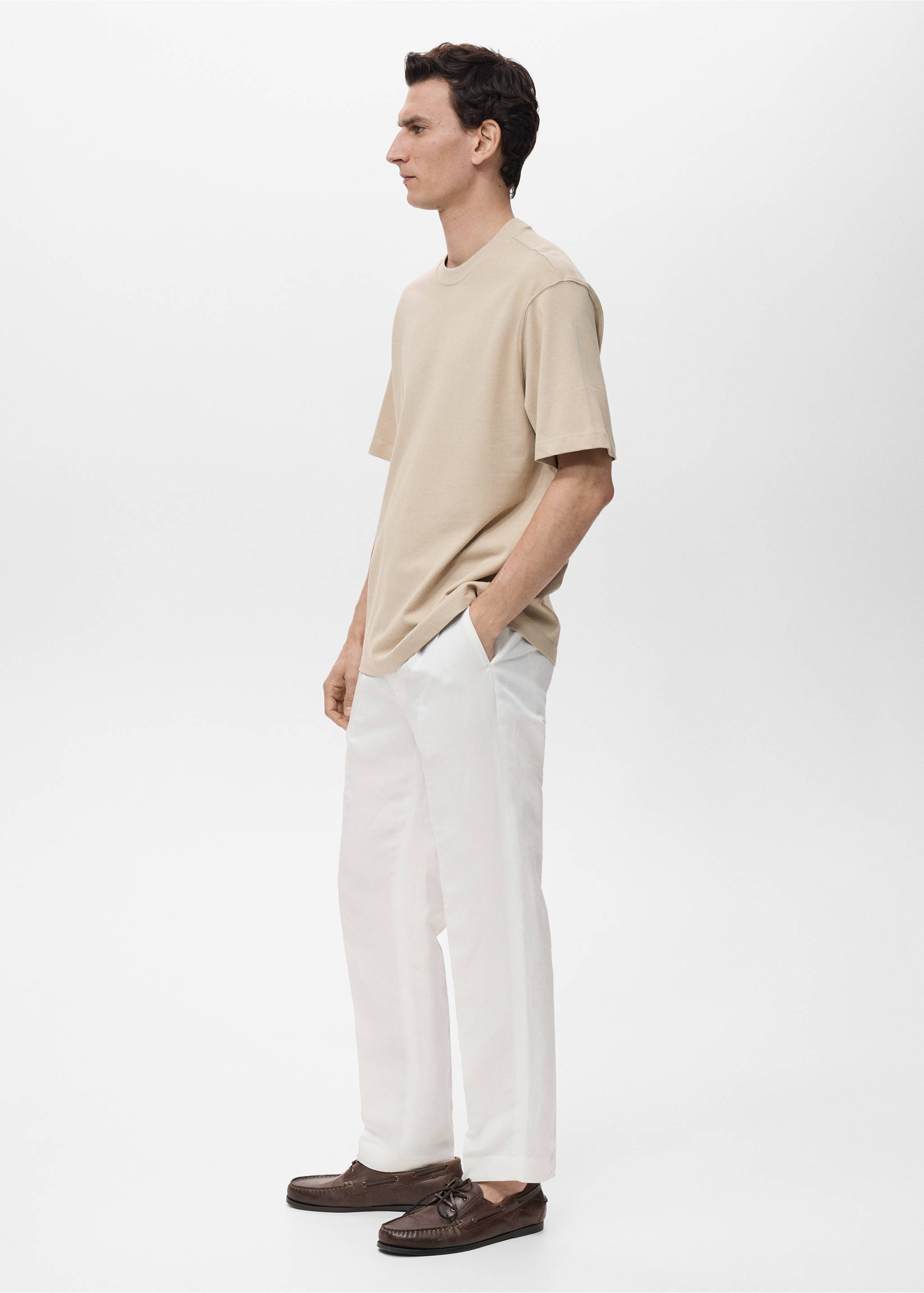 Relaxed Fit-T-Shirt aus 100 % Baumwolle - Detail des Artikels 2, Ecru. Ref: 17011240-00.