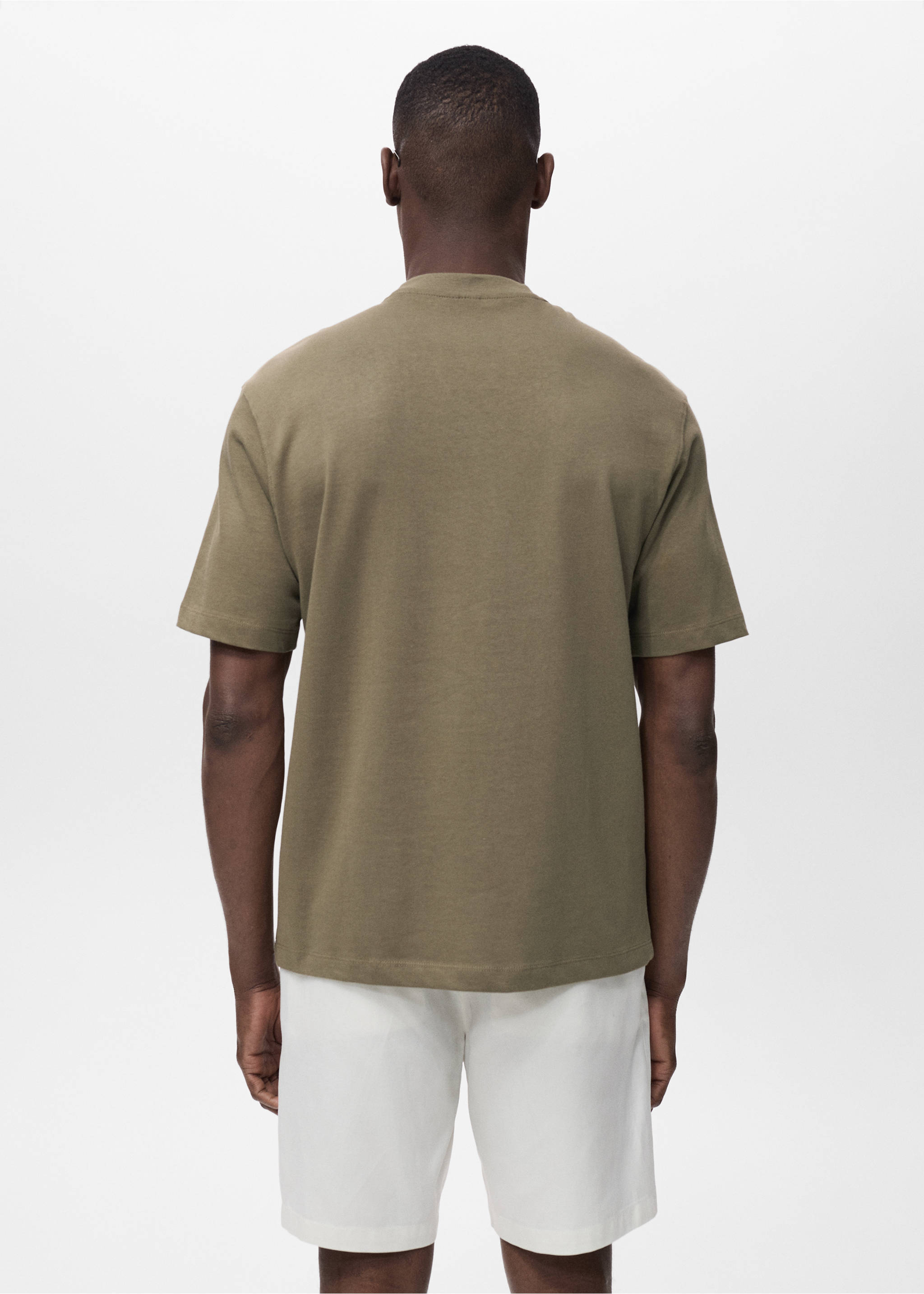 Relaxed Fit-T-Shirt aus 100 % Baumwolle - Rückseite des Artikels, Khaki. Ref: 17011240-00.
