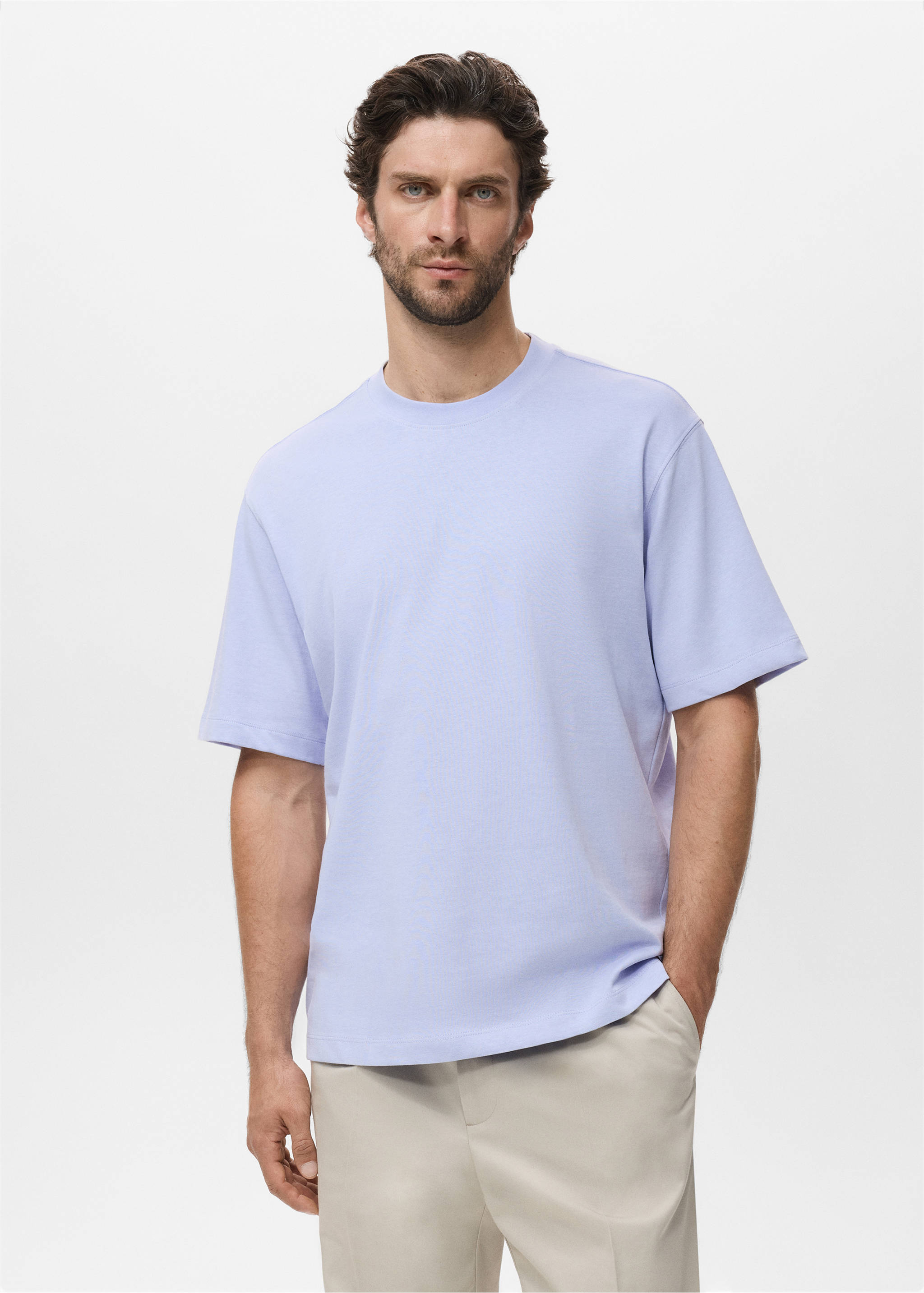 Relaxed Fit-T-Shirt aus 100 % Baumwolle - Mittlere Ansicht, Himmelblau. Ref: 17011240-00.