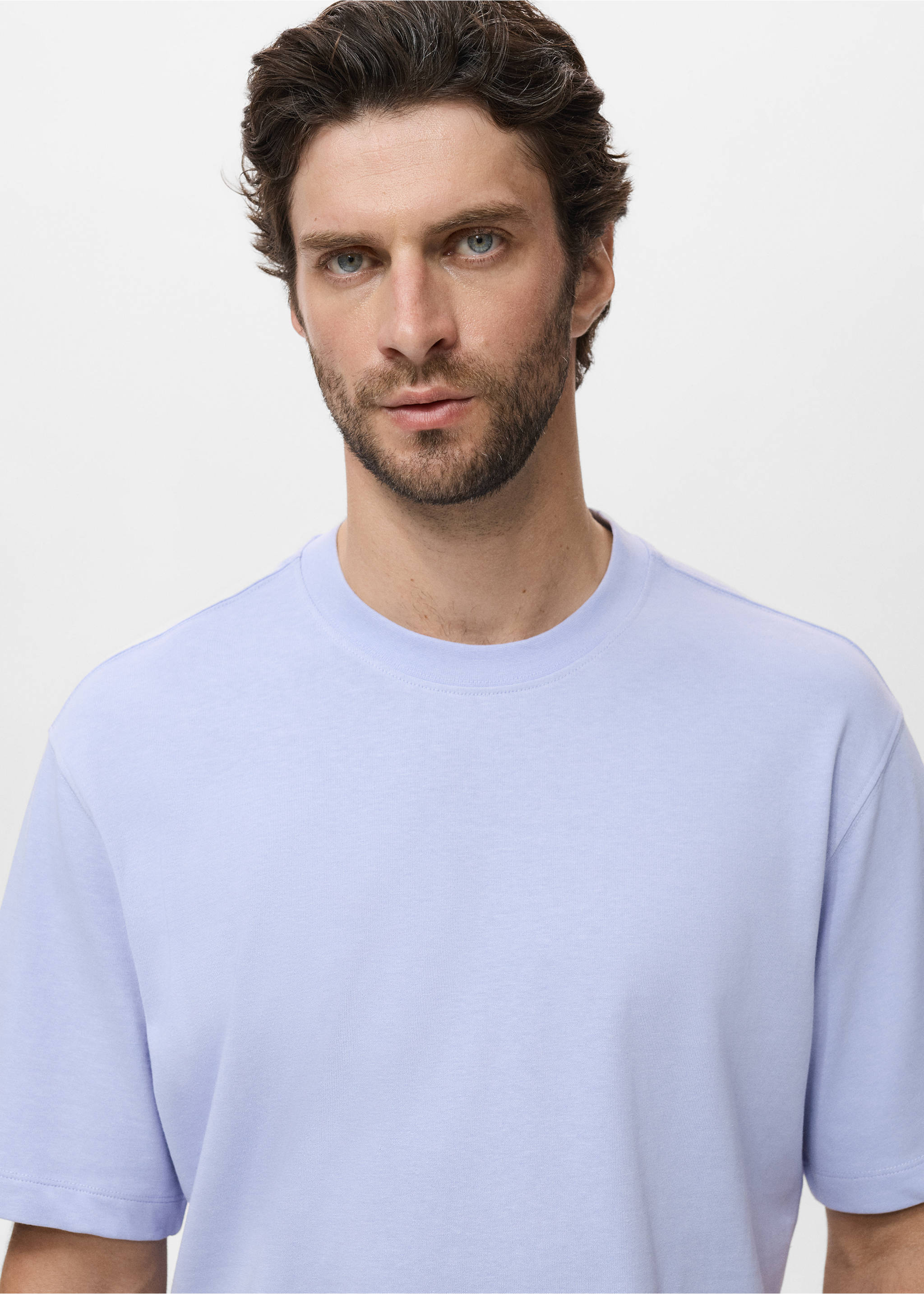 Relaxed Fit-T-Shirt aus 100 % Baumwolle - Detail des Artikels 1, Himmelblau. Ref: 17011240-00.