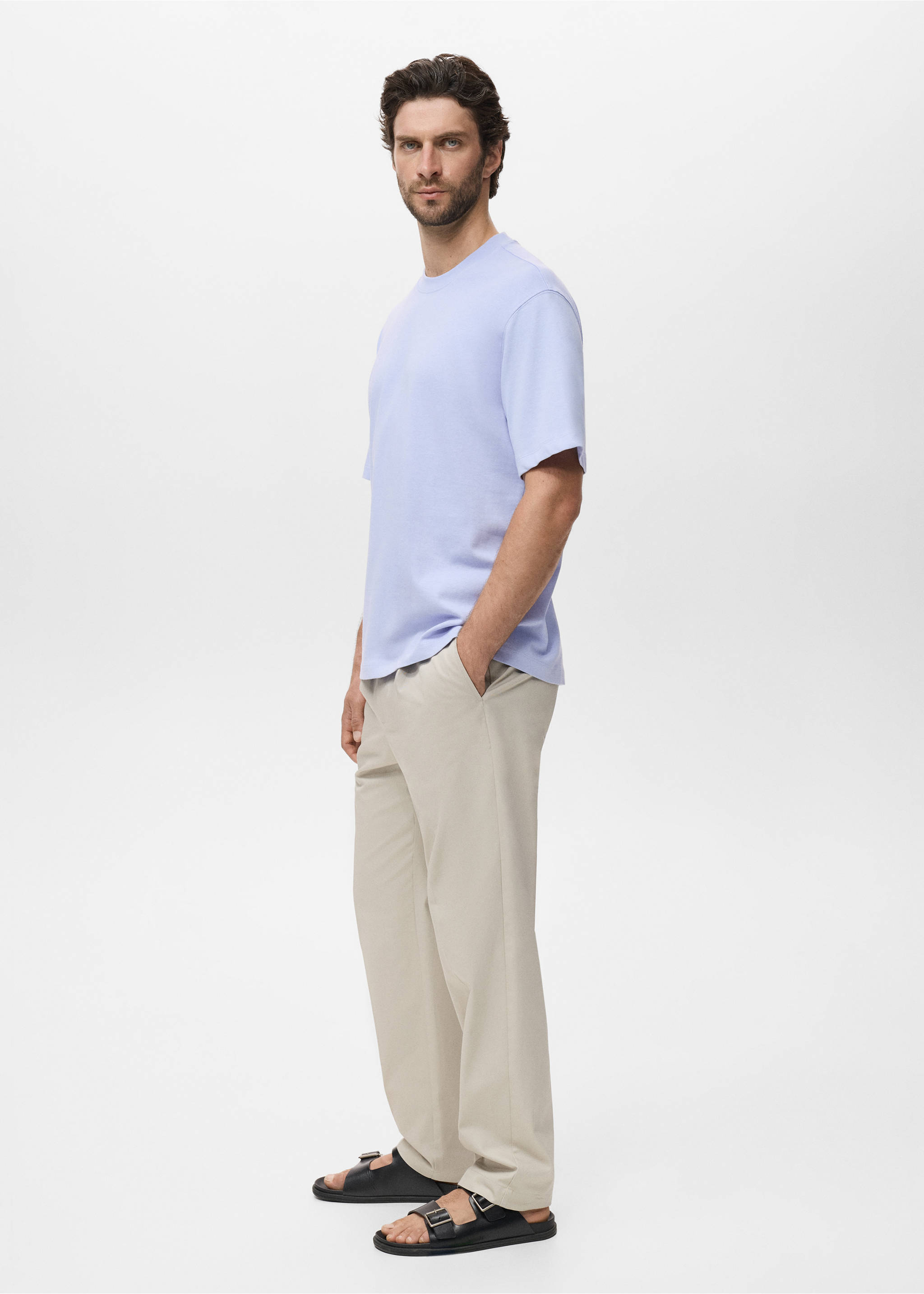 Relaxed Fit-T-Shirt aus 100 % Baumwolle - Detail des Artikels 2, Himmelblau. Ref: 17011240-00.