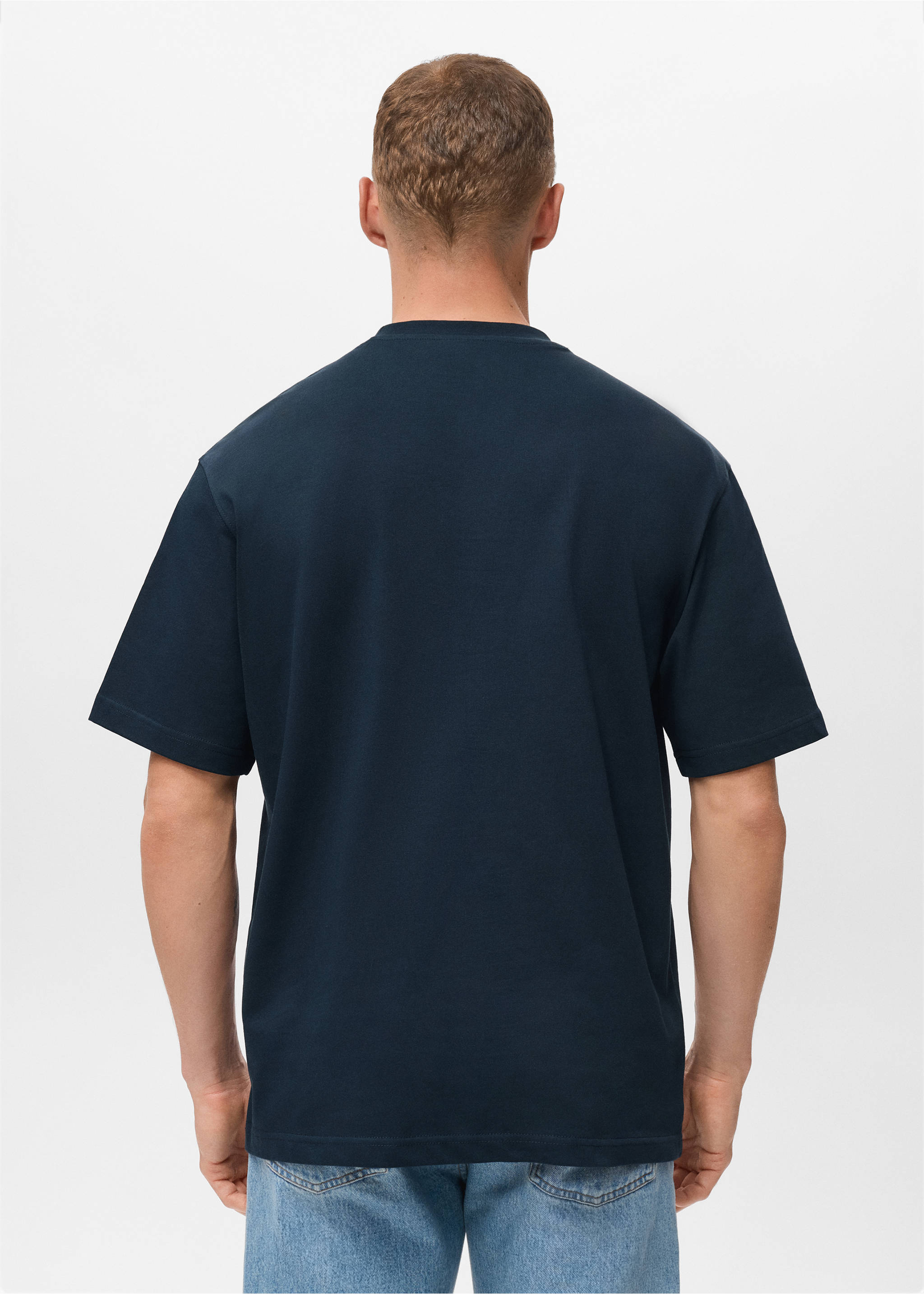 100% cotton relaxed-fit t-shirt - Reverse of the article, Dark Navy. Ref: 17011240-00.